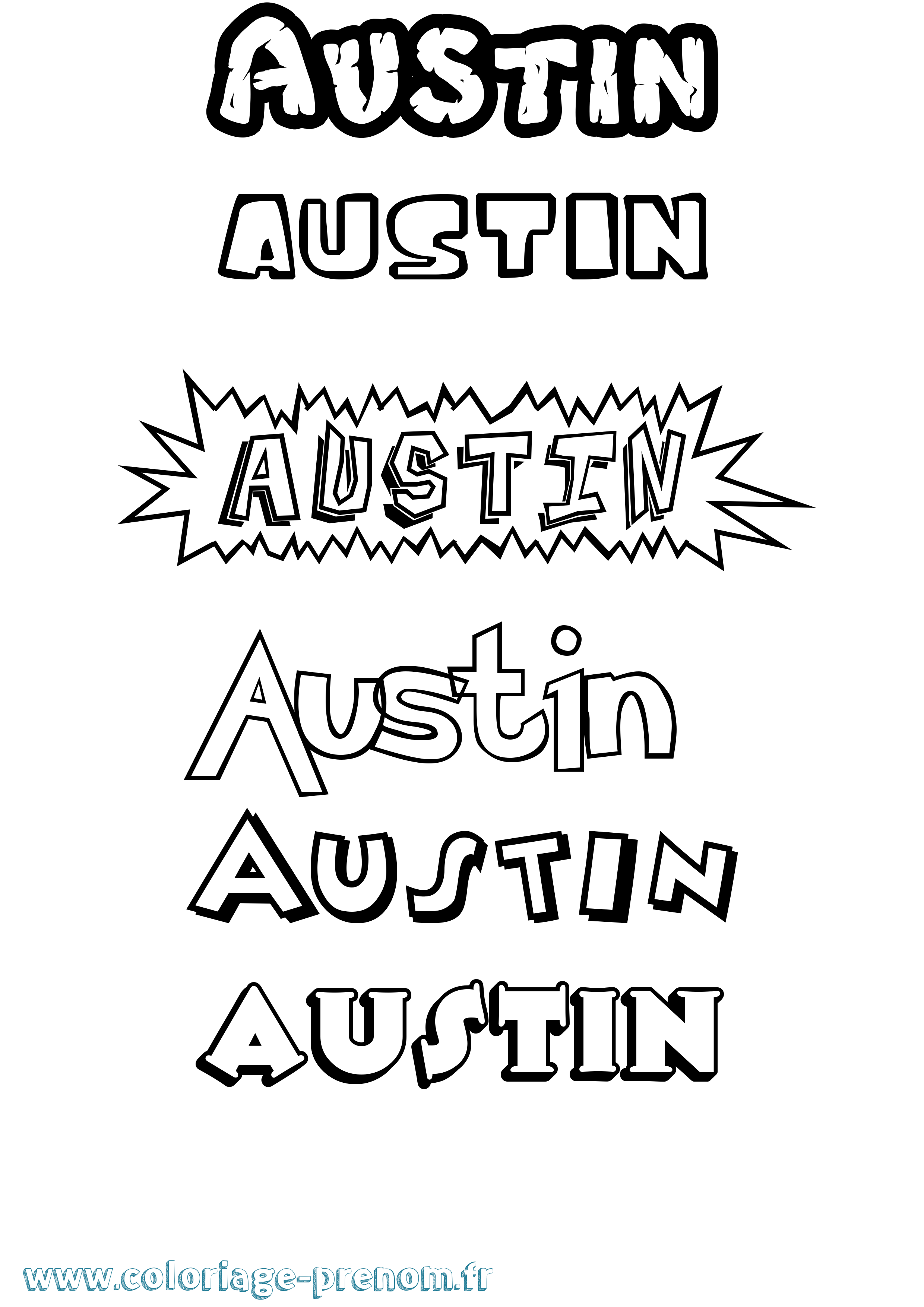 Coloriage prénom Austin Dessin Animé