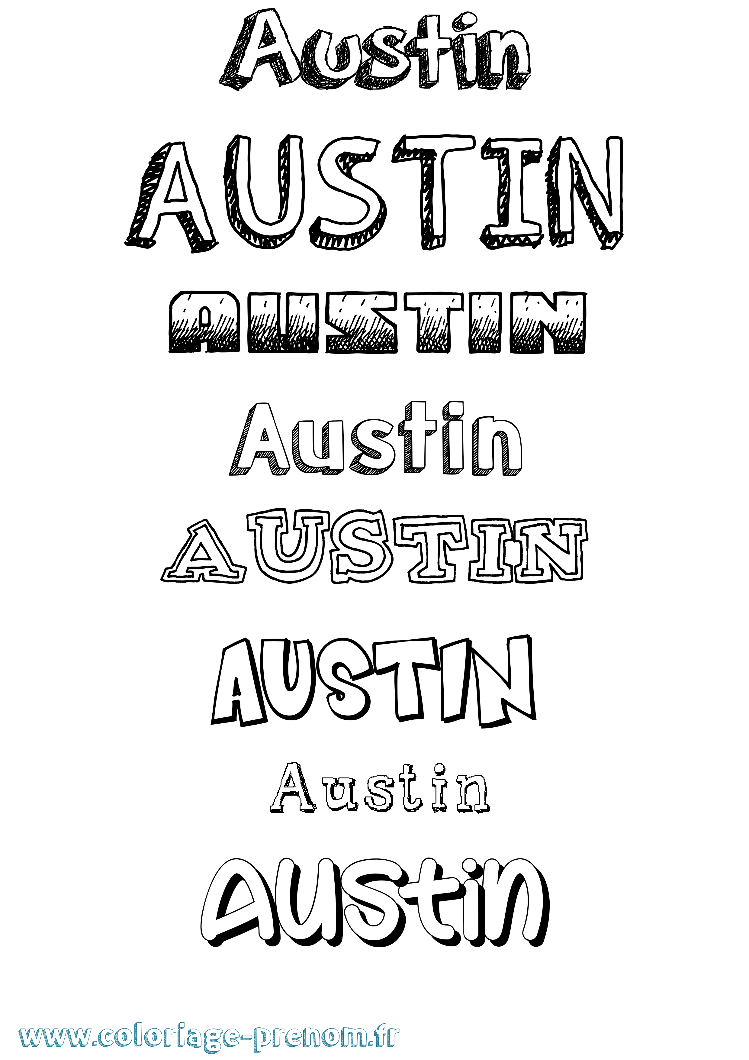 Coloriage prénom Austin Dessiné