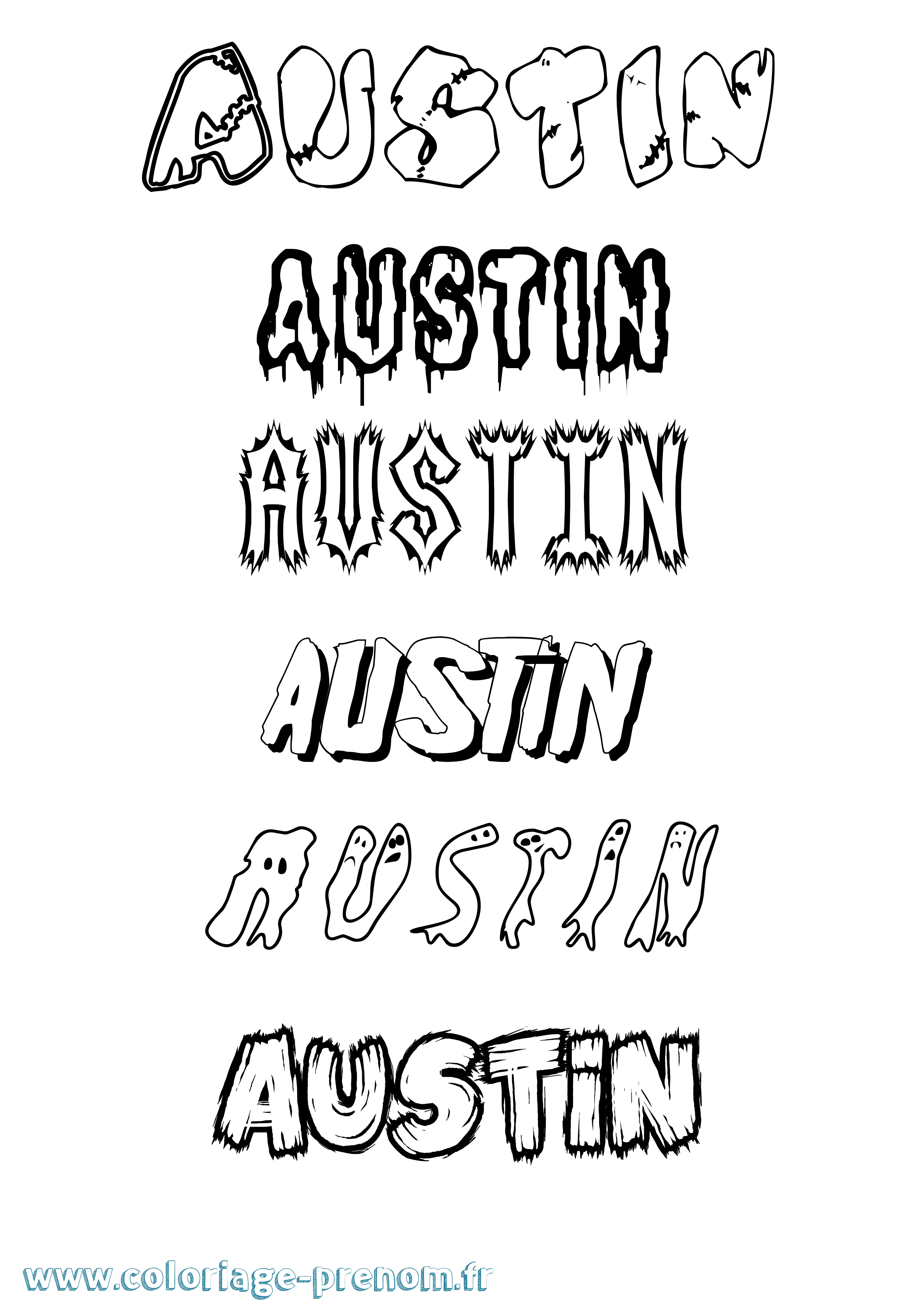 Coloriage prénom Austin Frisson
