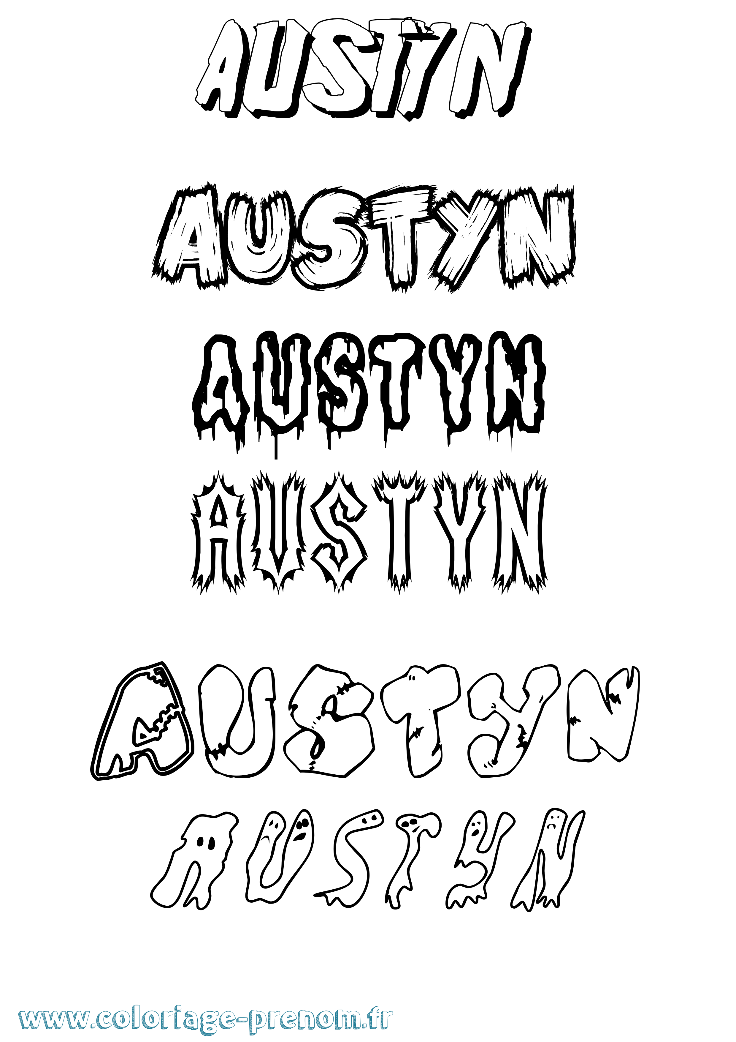 Coloriage prénom Austyn Frisson
