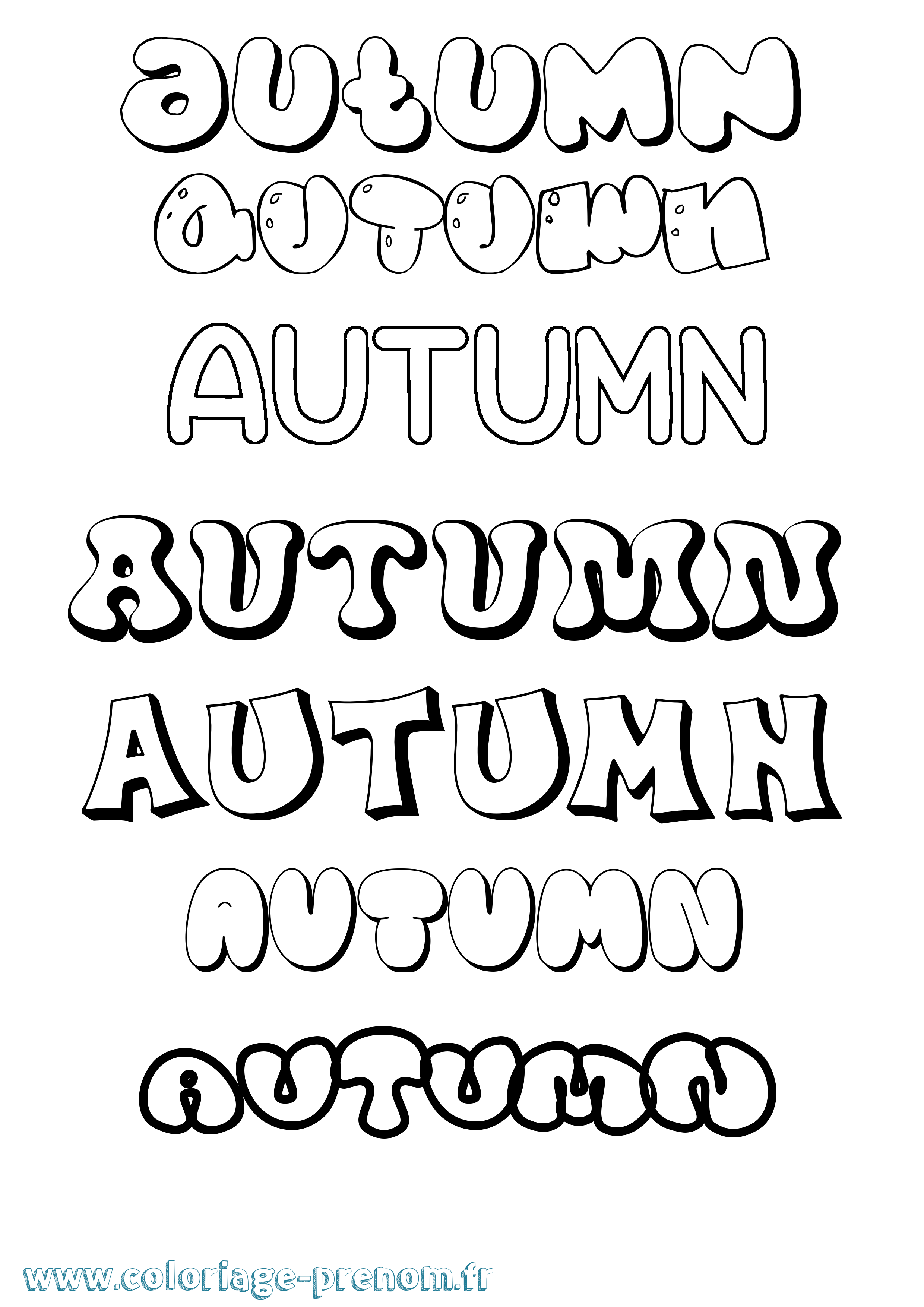 Coloriage prénom Autumn Bubble
