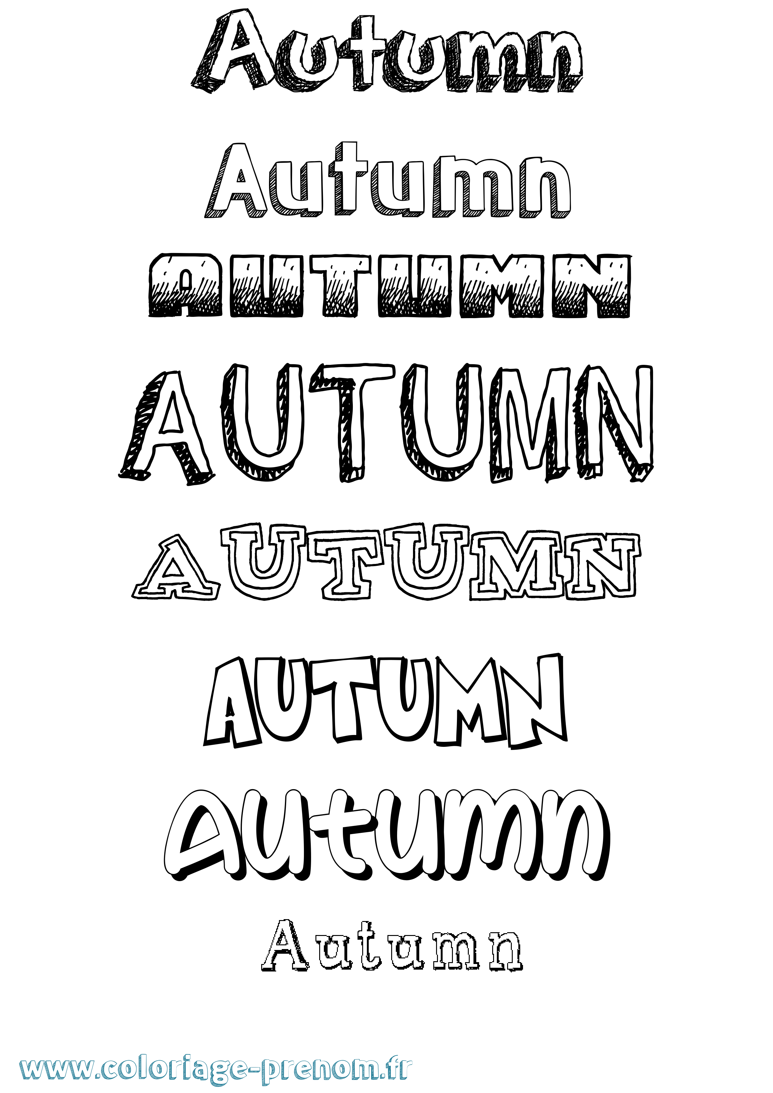 Coloriage prénom Autumn Dessiné