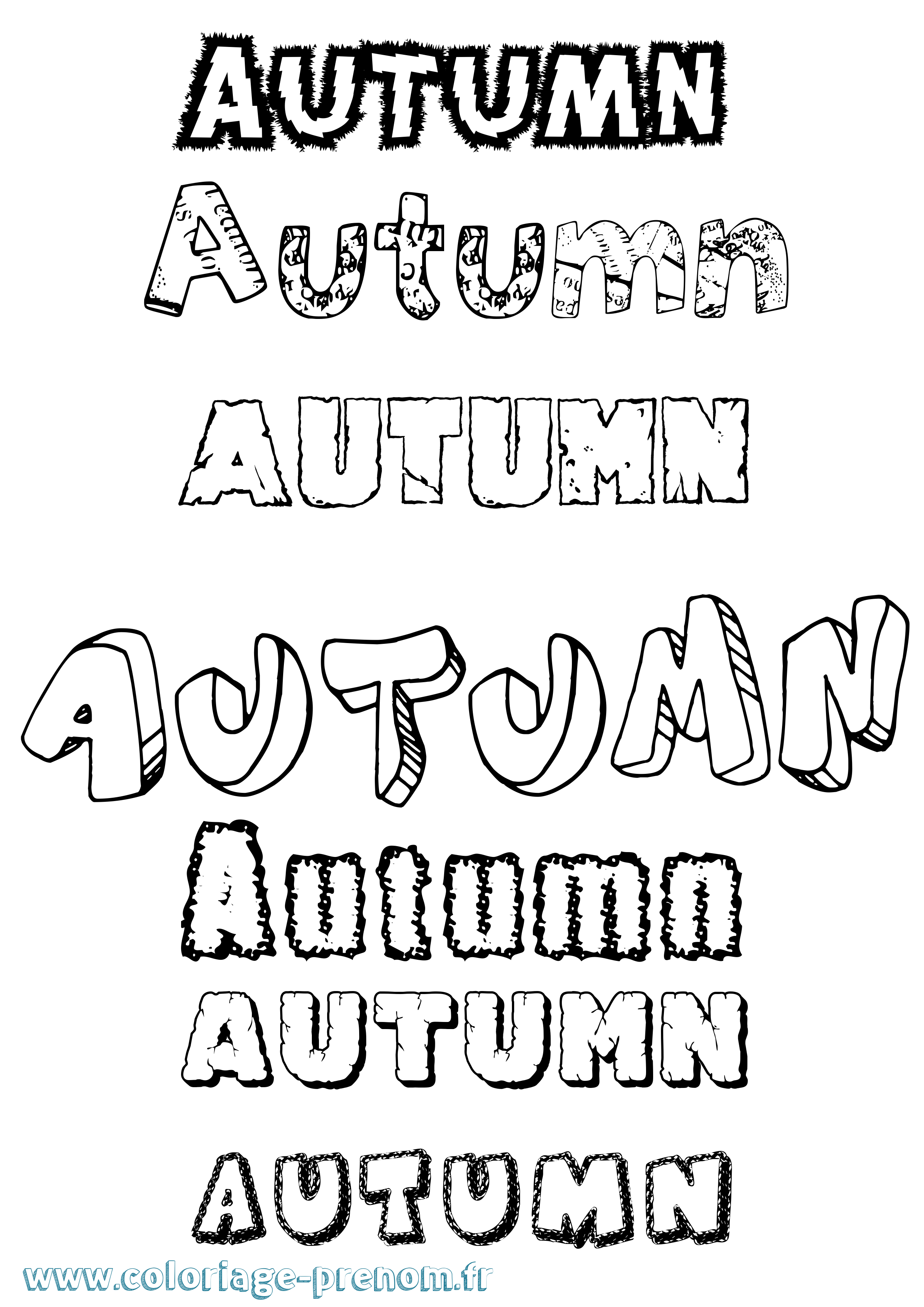 Coloriage prénom Autumn Destructuré