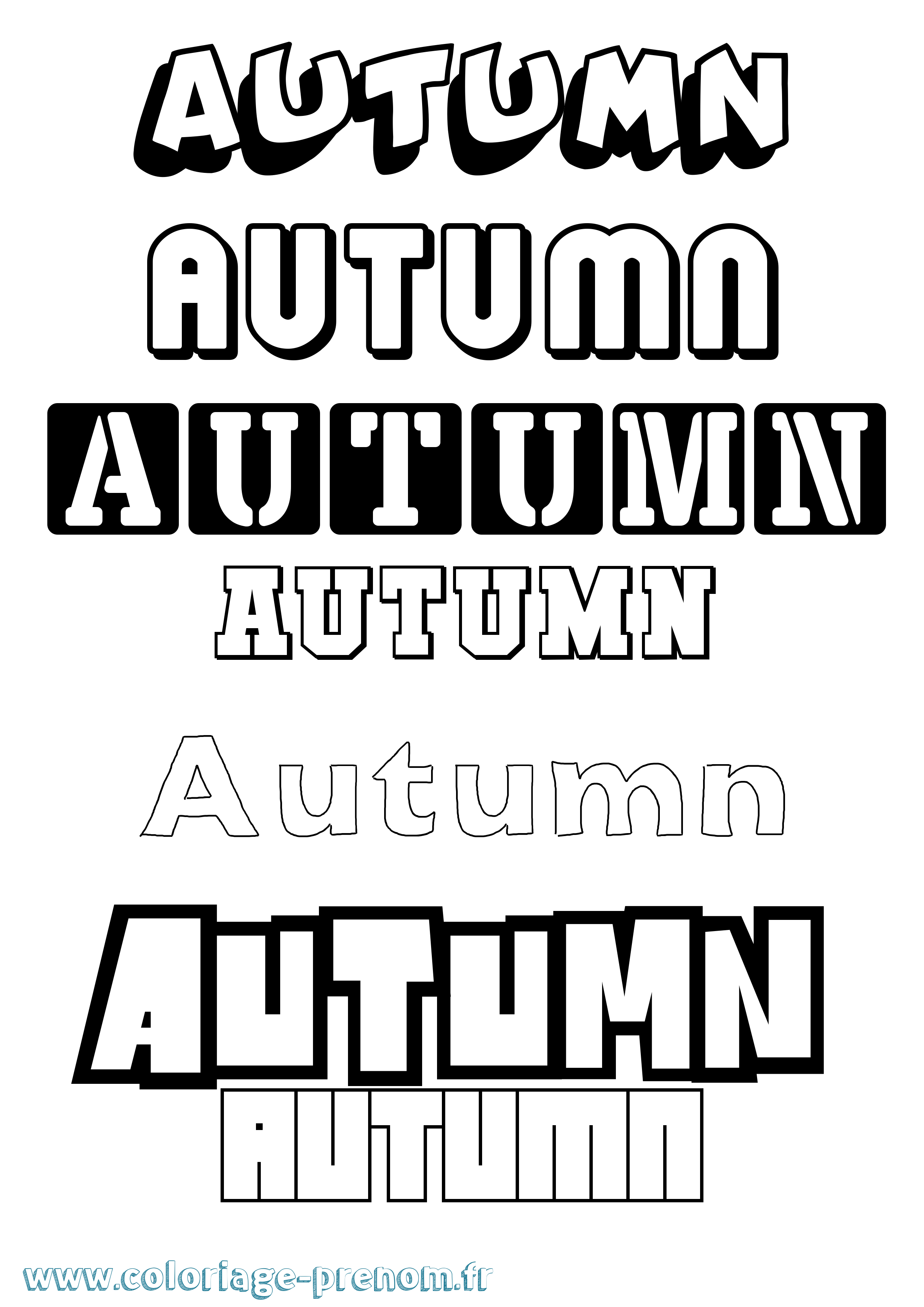 Coloriage prénom Autumn Simple