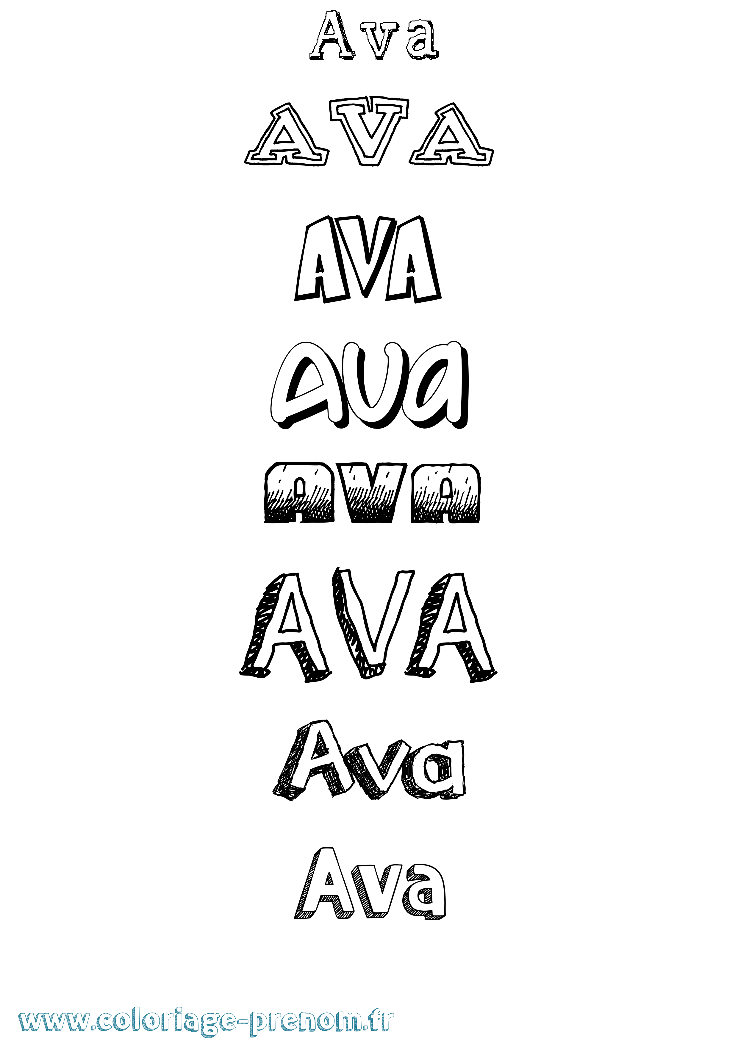 Coloriage prénom Ava Dessiné