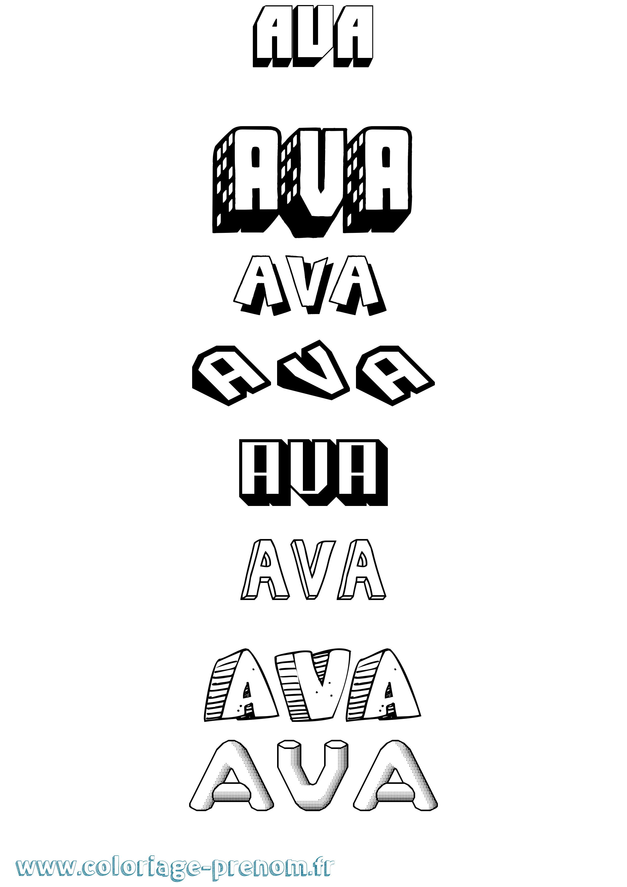 Coloriage prénom Ava