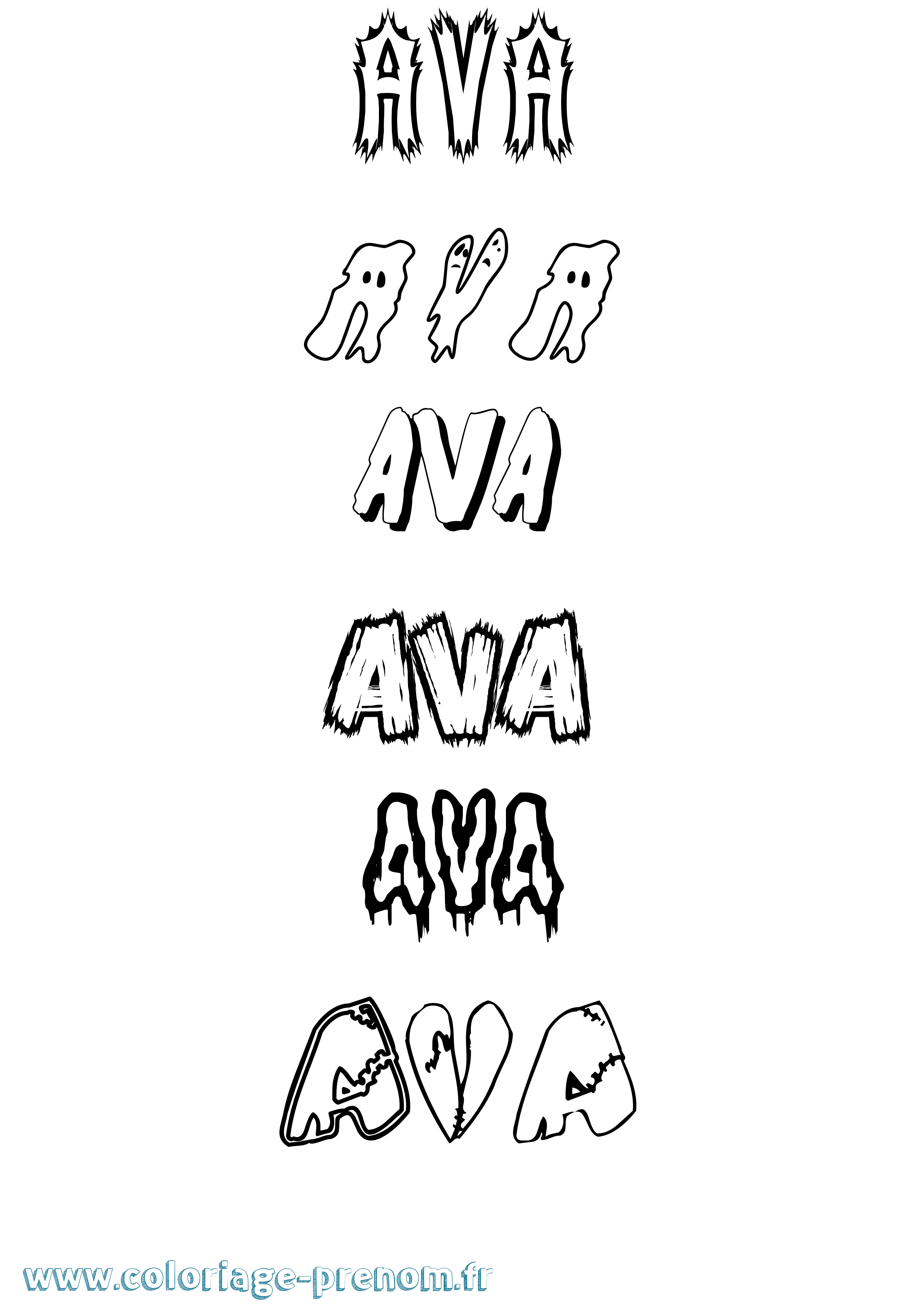 Coloriage prénom Ava Frisson