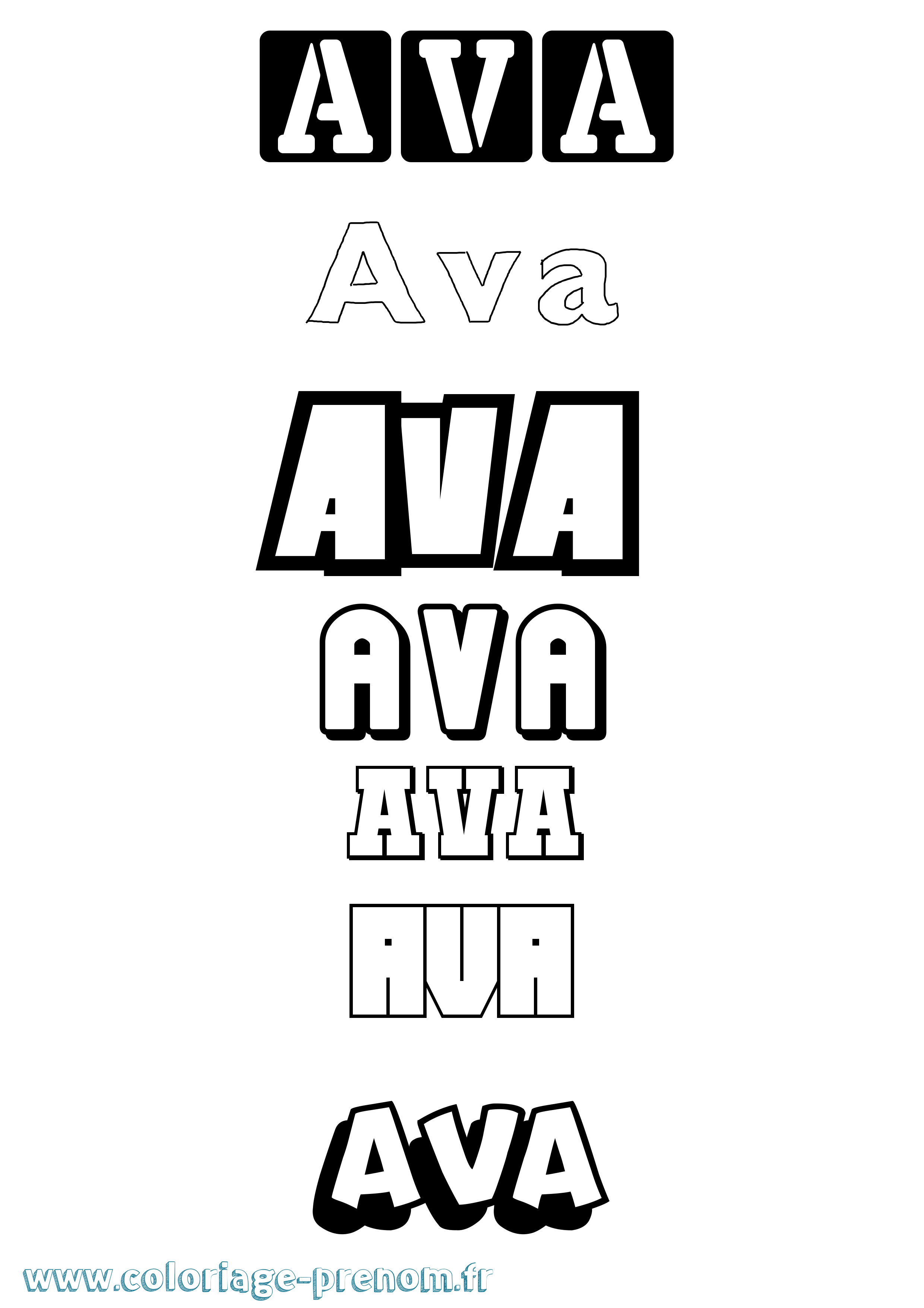 Coloriage prénom Ava Simple