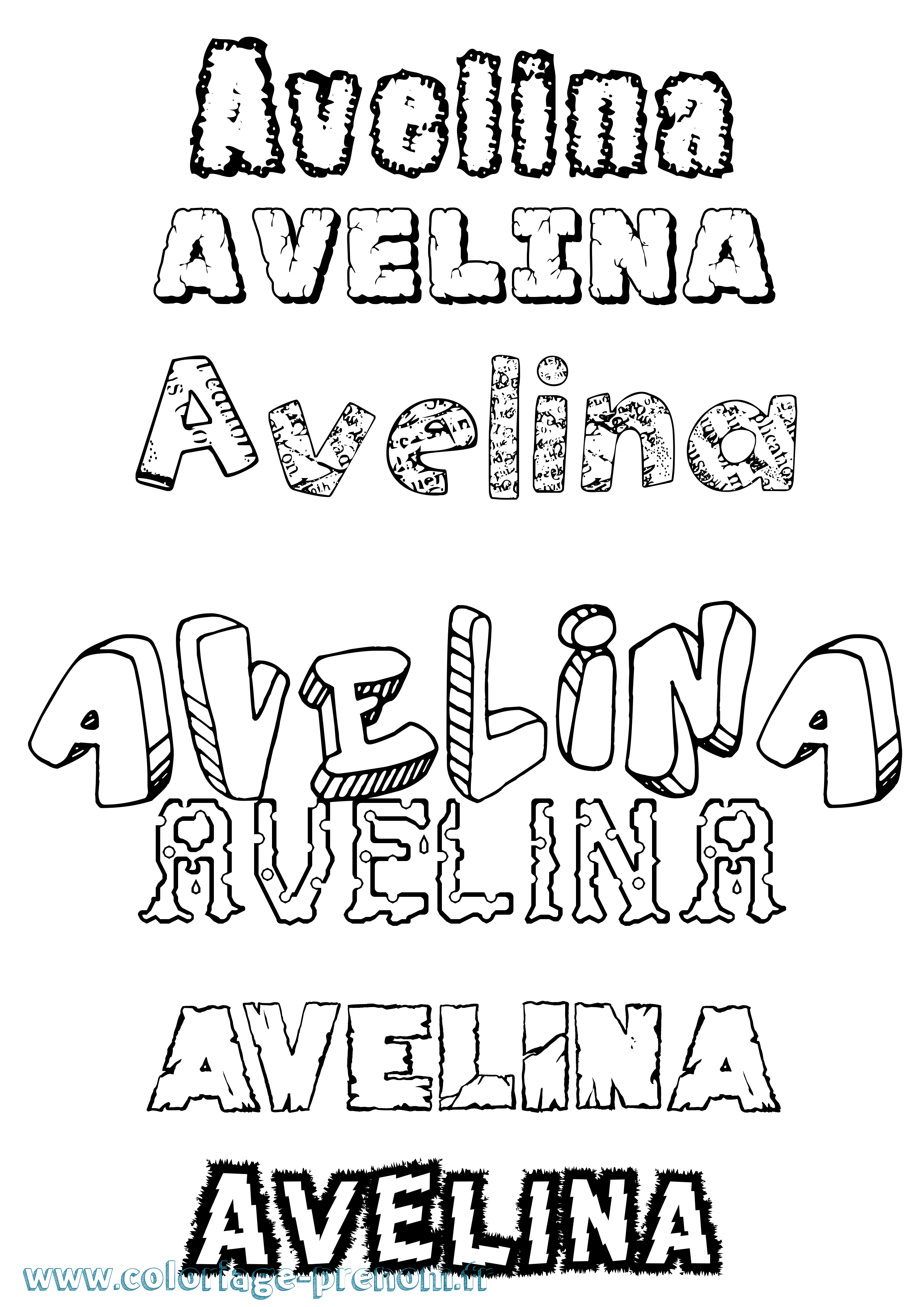 Coloriage prénom Avelina Destructuré
