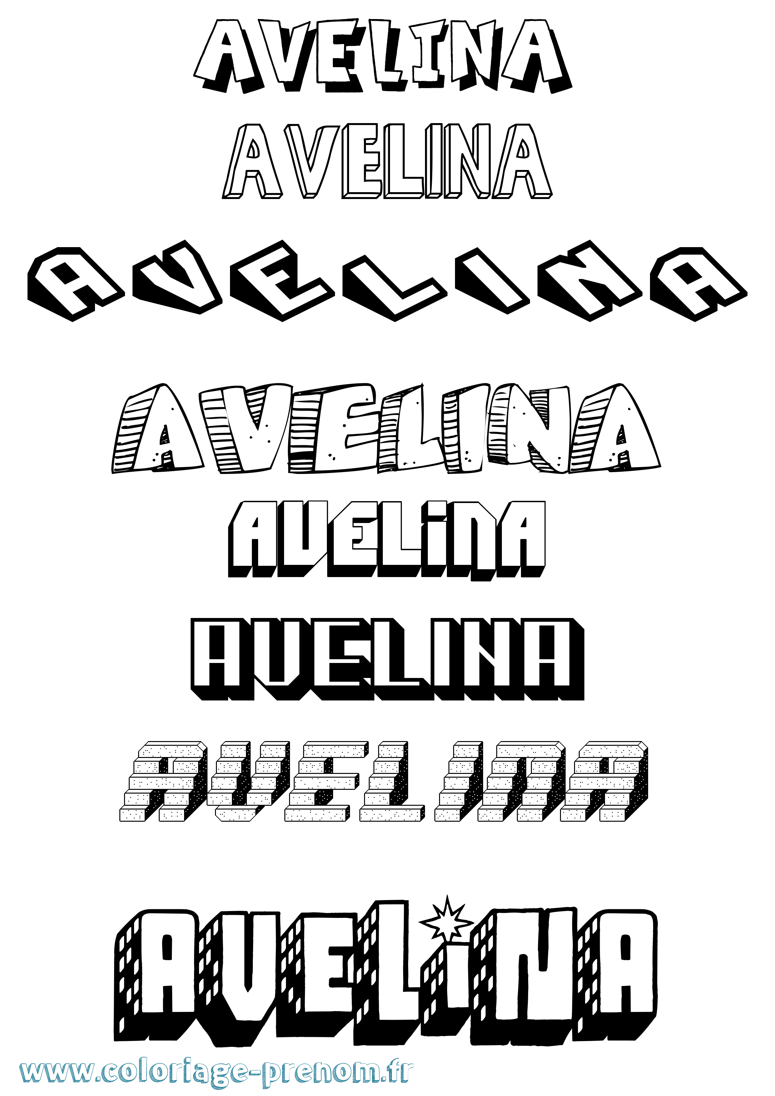 Coloriage prénom Avelina Effet 3D