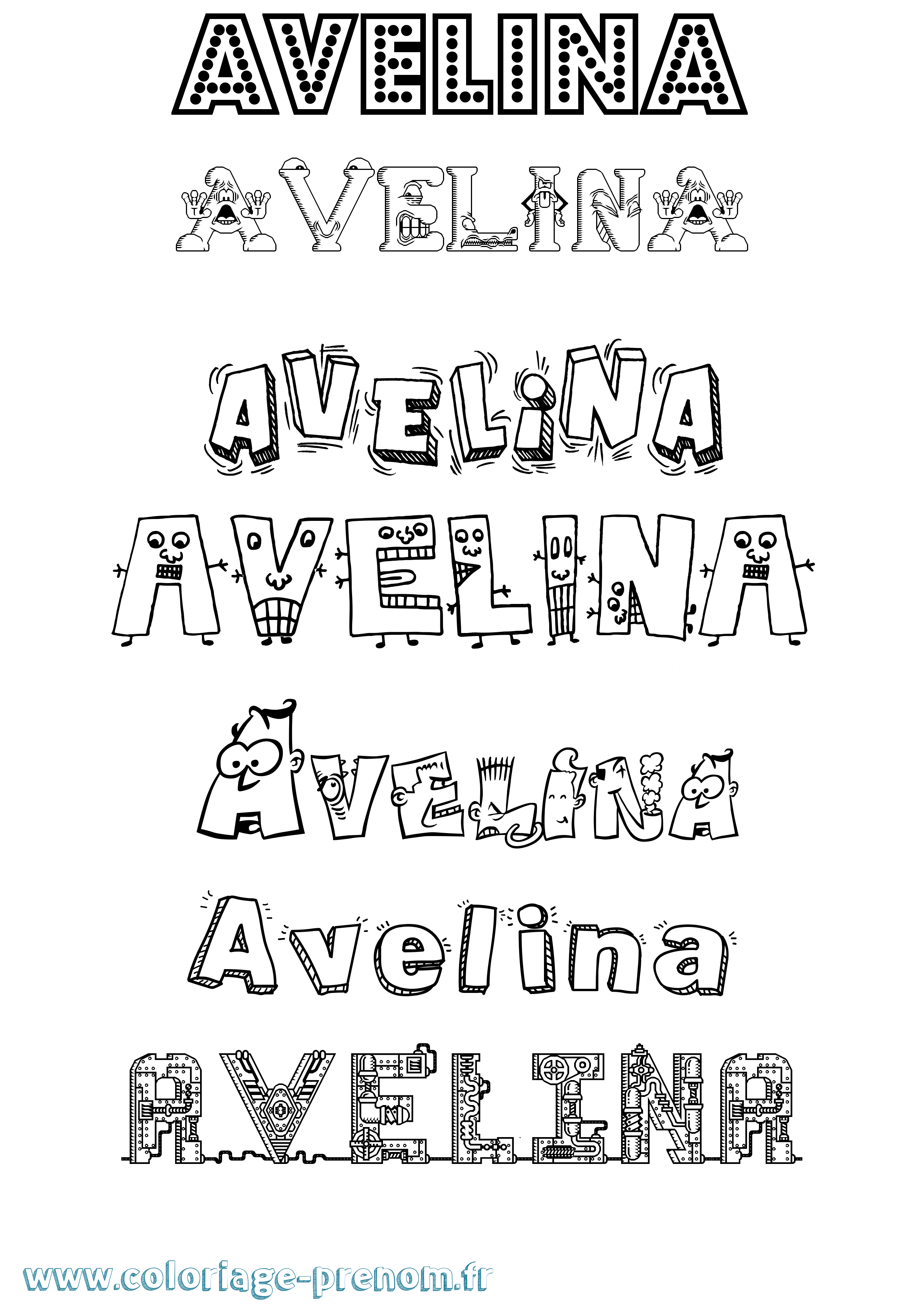 Coloriage prénom Avelina Fun
