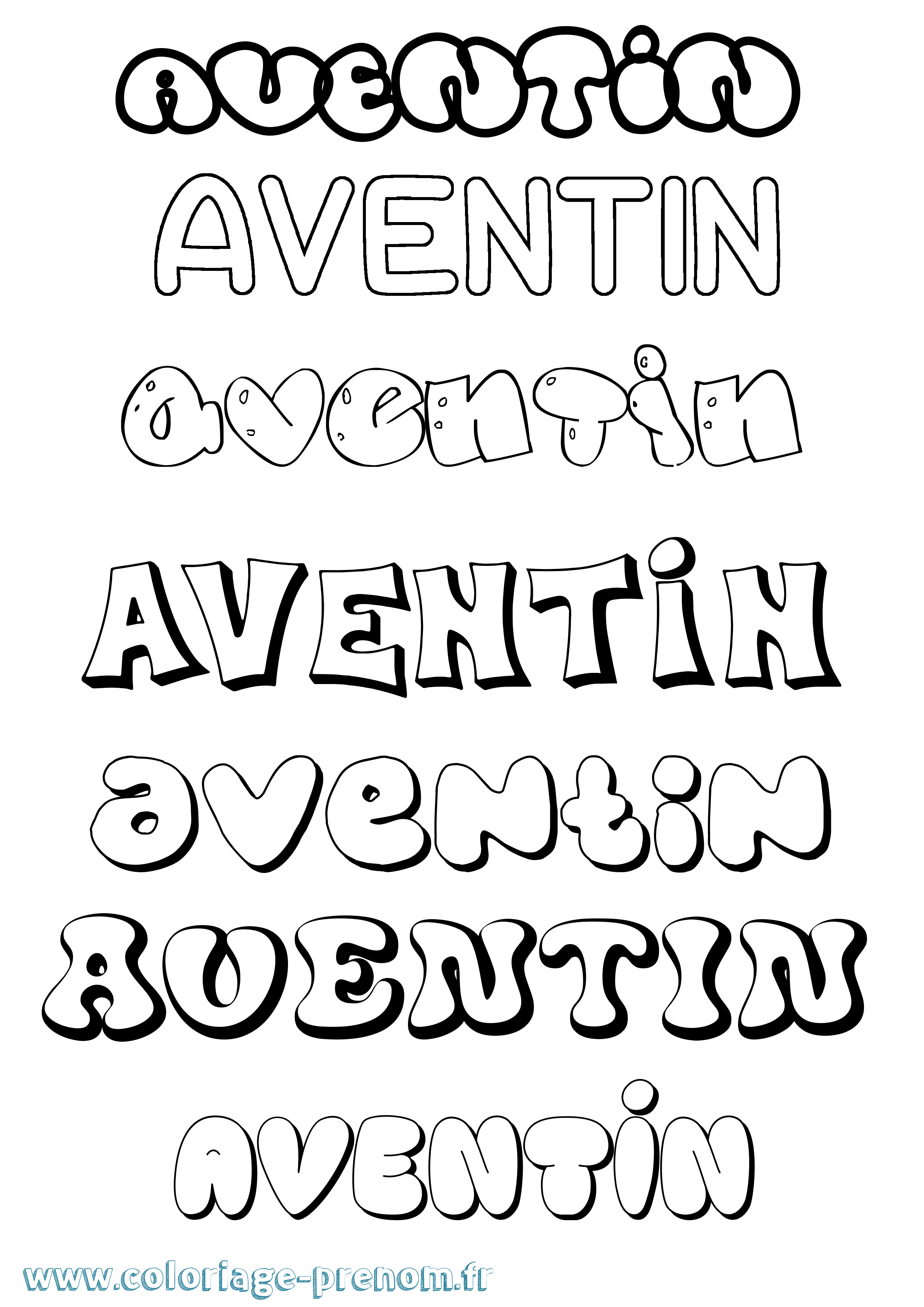 Coloriage Aventin Bubble Coloriage prénom Aventin Bubble