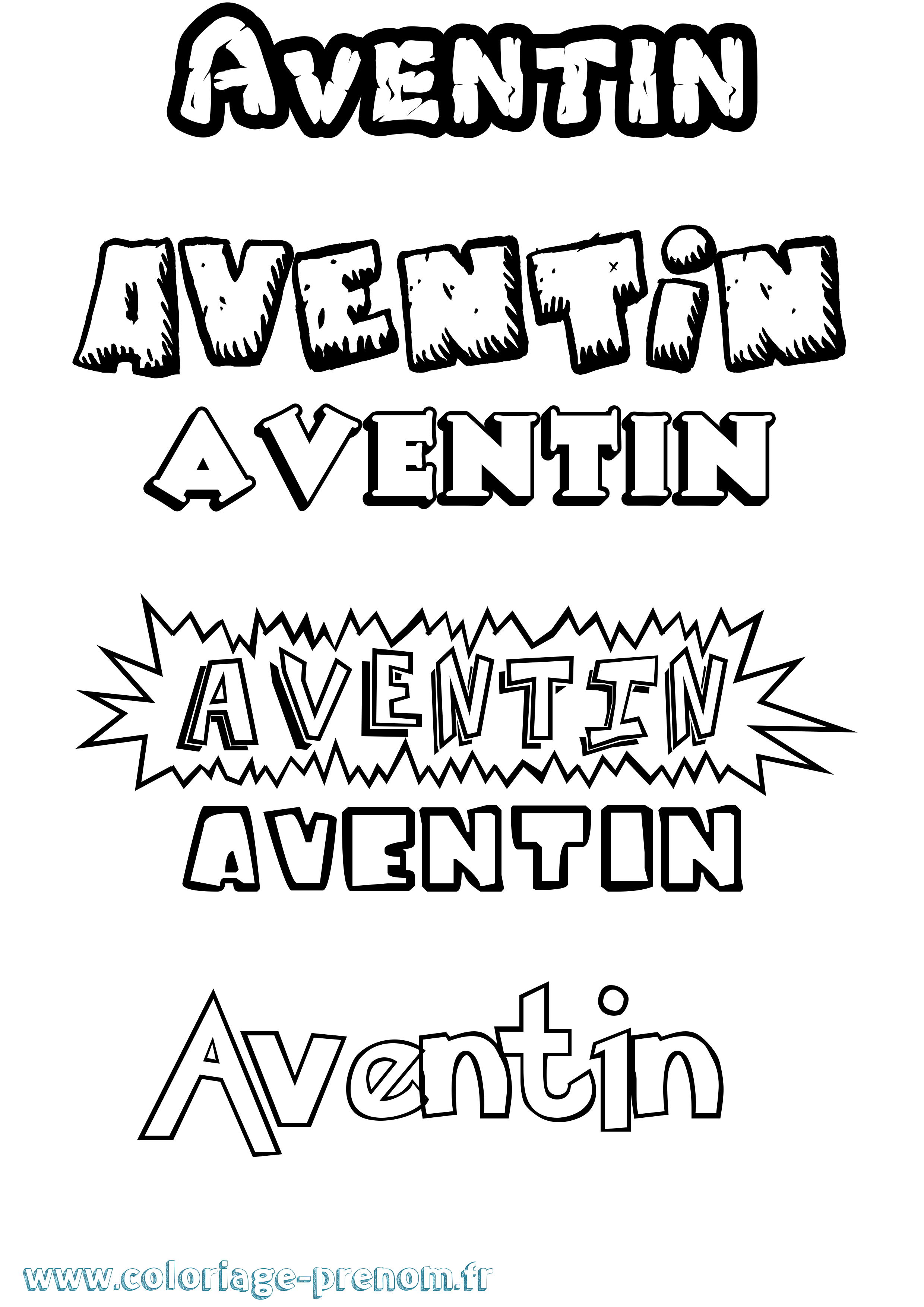 Coloriage Aventin Dessin Animé Coloriage prénom Aventin Dessin Animé