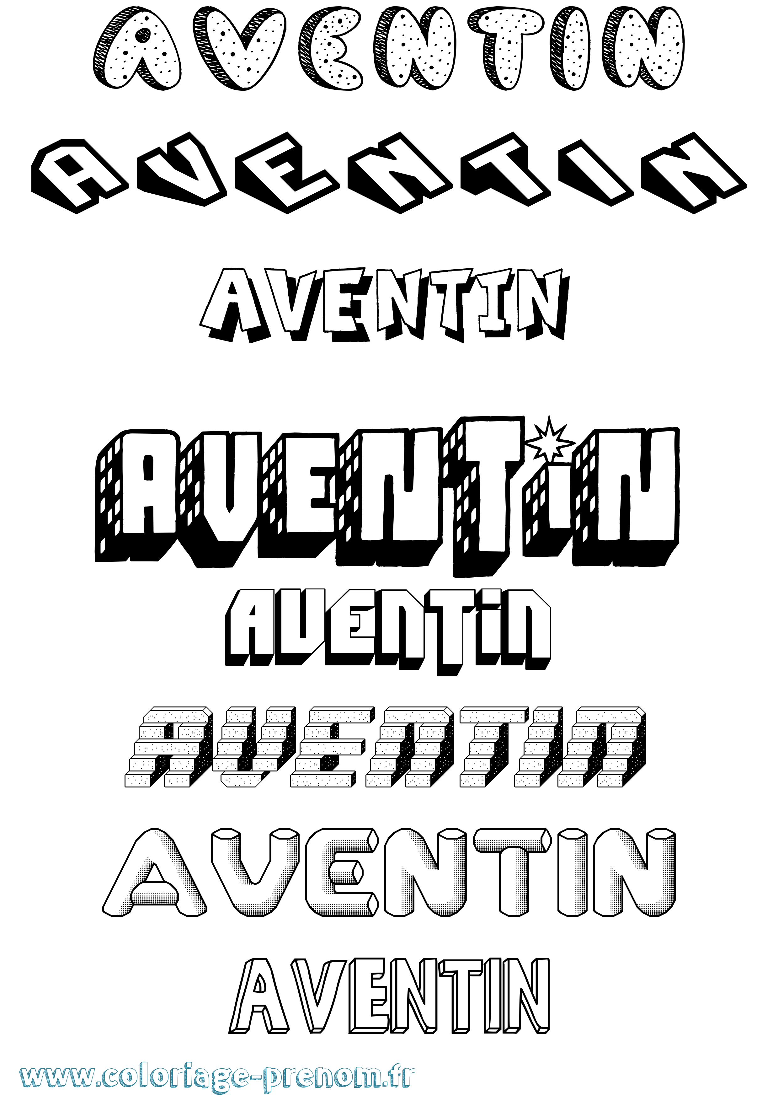 Coloriage Aventin Effet 3D Coloriage prénom Aventin Effet 3D