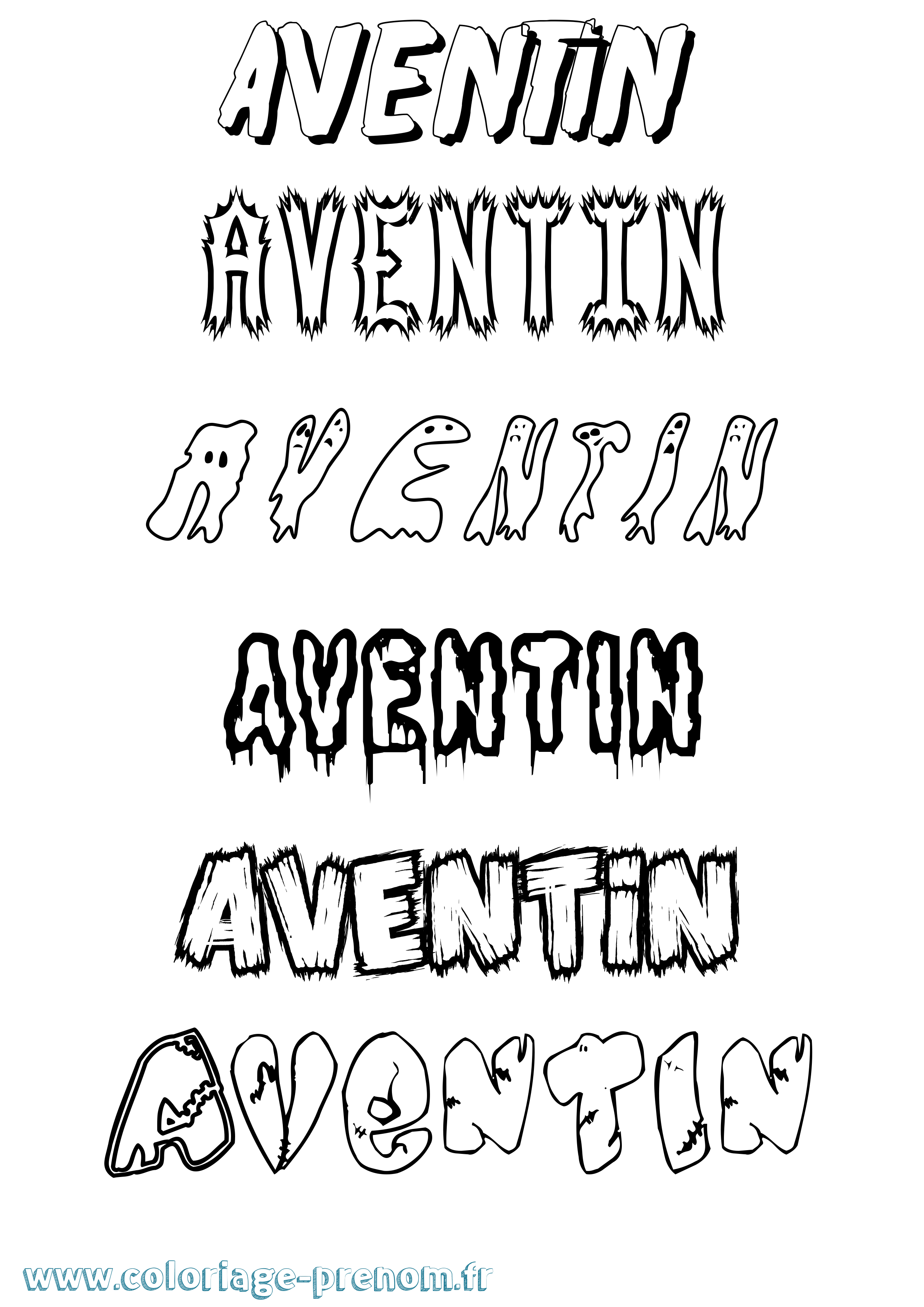 Coloriage Aventin Frisson Coloriage prénom Aventin Frisson
