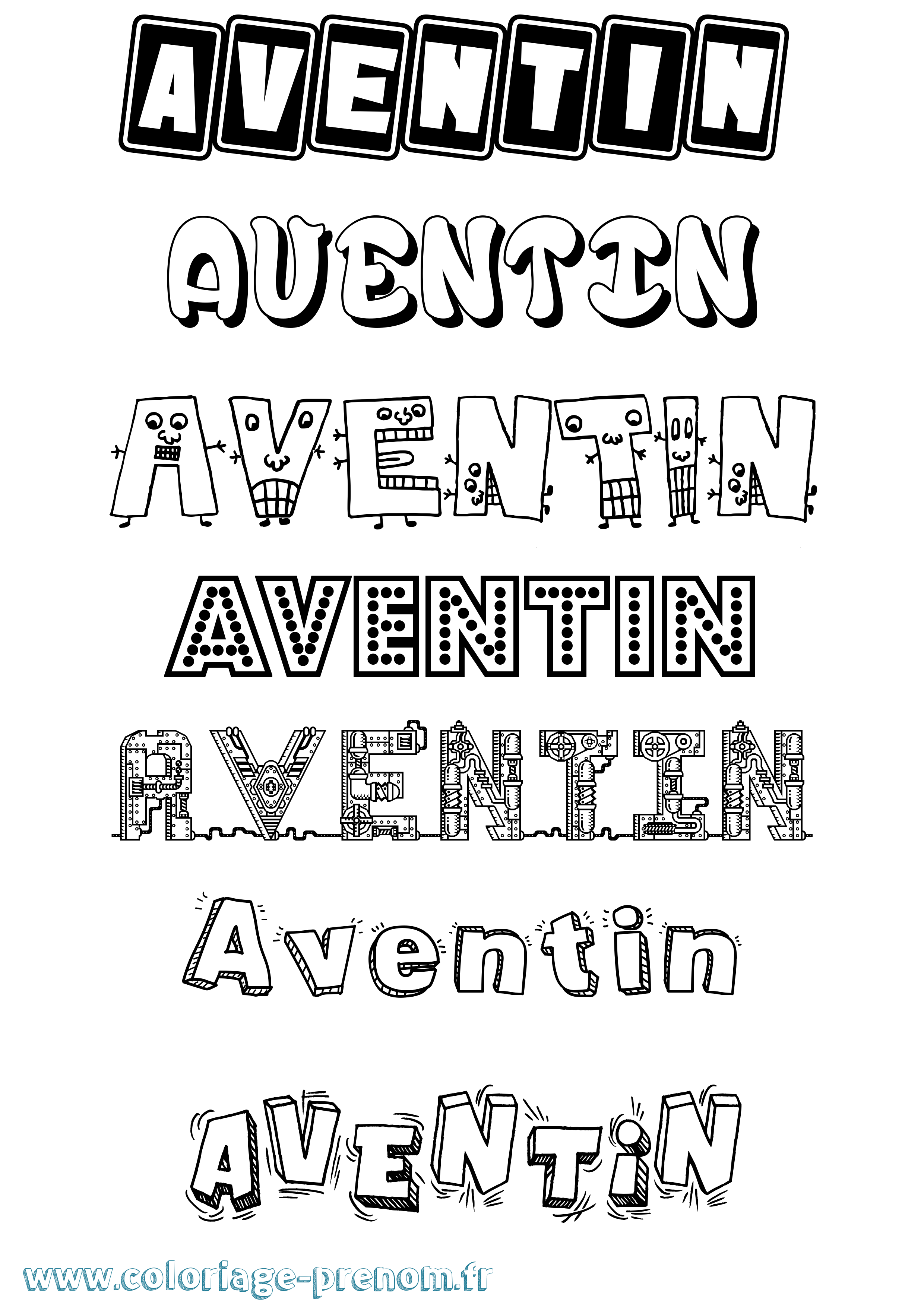 Coloriage Aventin Fun Coloriage prénom Aventin Fun