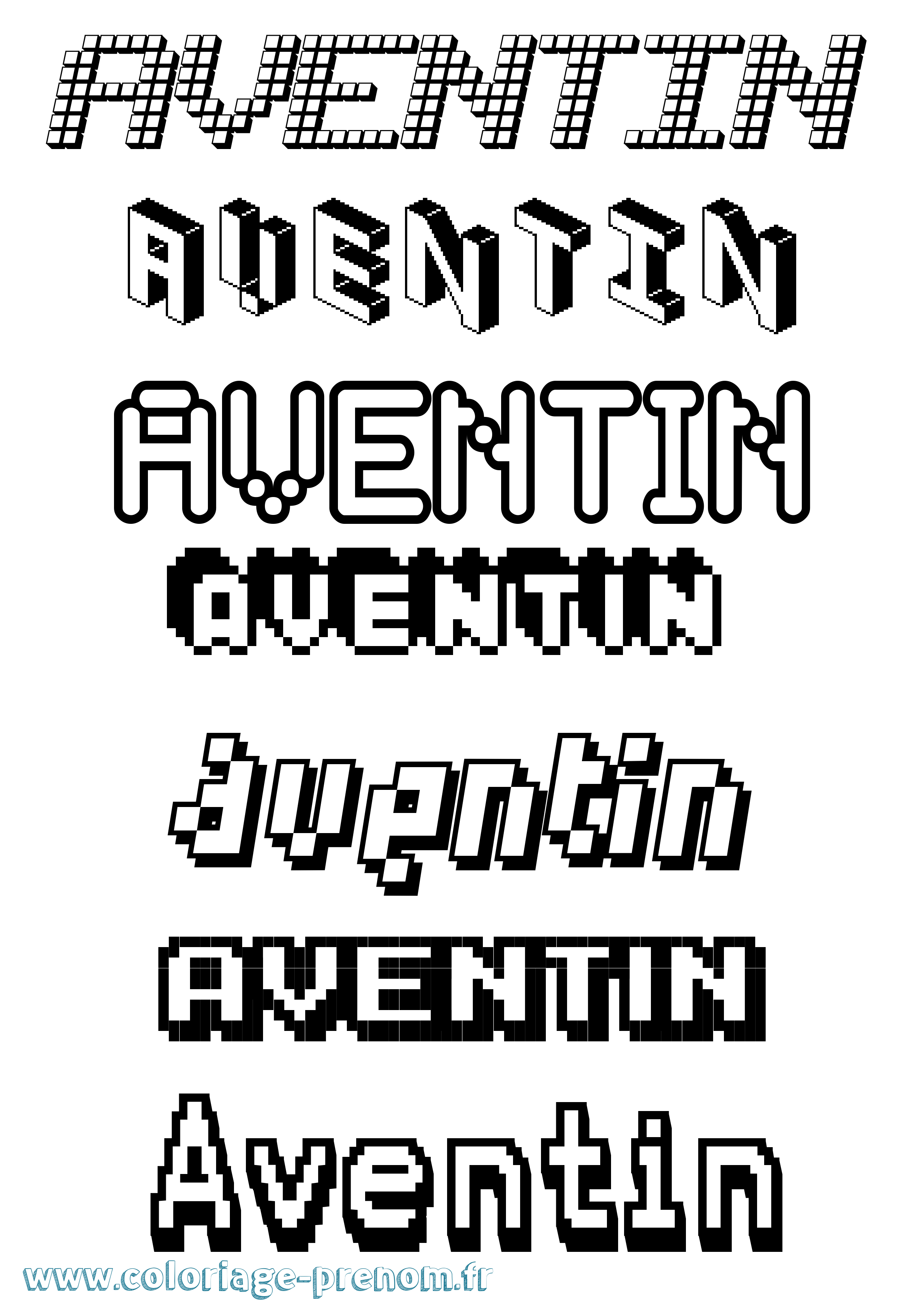 Coloriage Aventin Pixel Coloriage prénom Aventin Pixel
