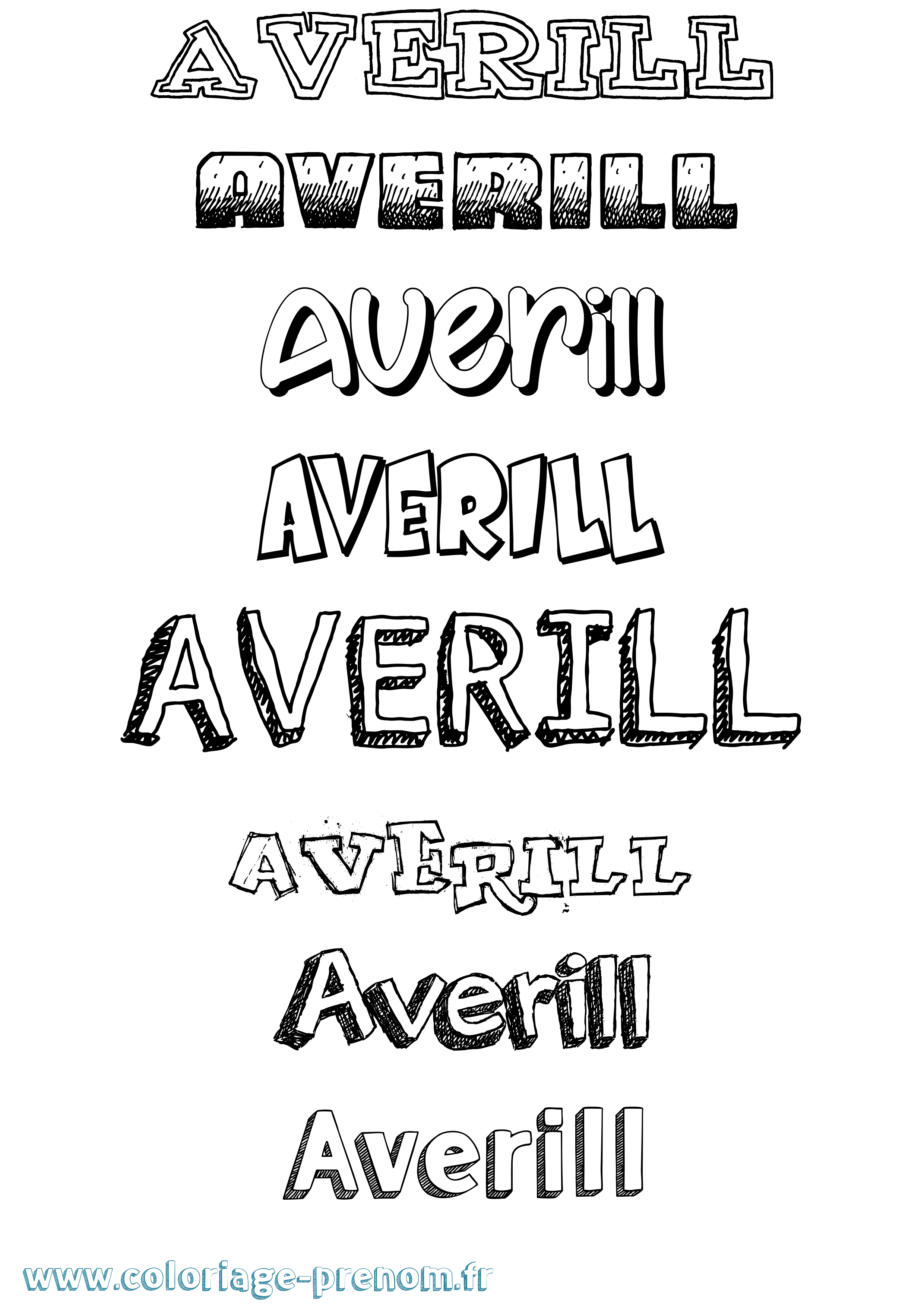 Coloriage prénom Averill Dessiné