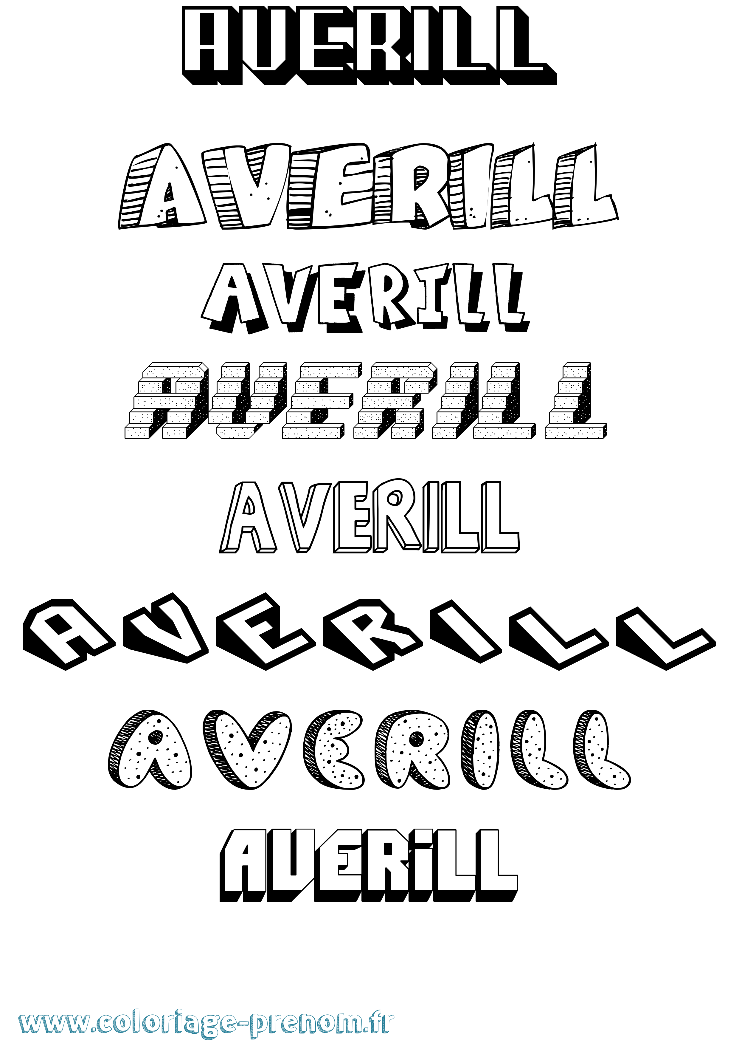 Coloriage prénom Averill Effet 3D
