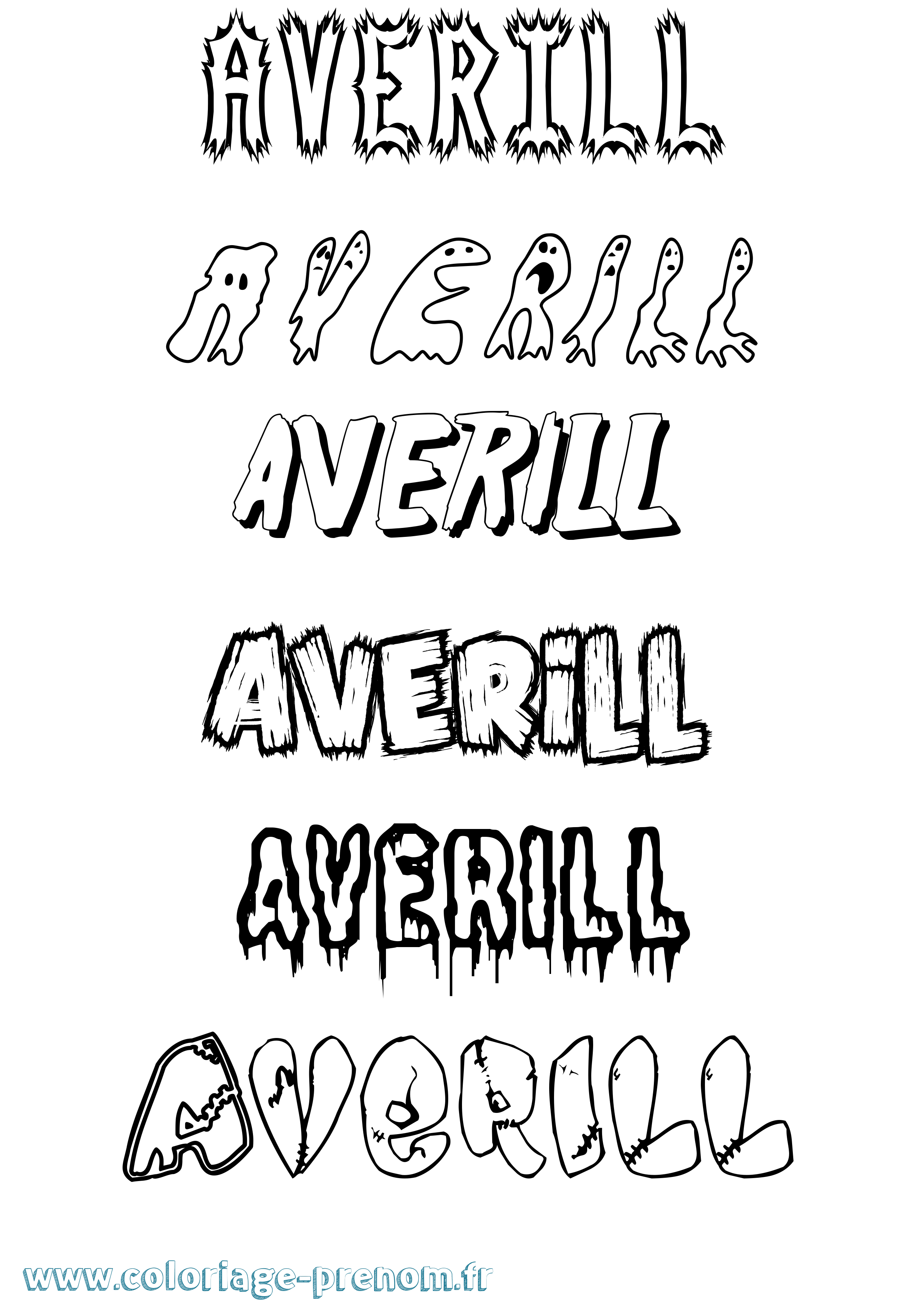 Coloriage prénom Averill Frisson