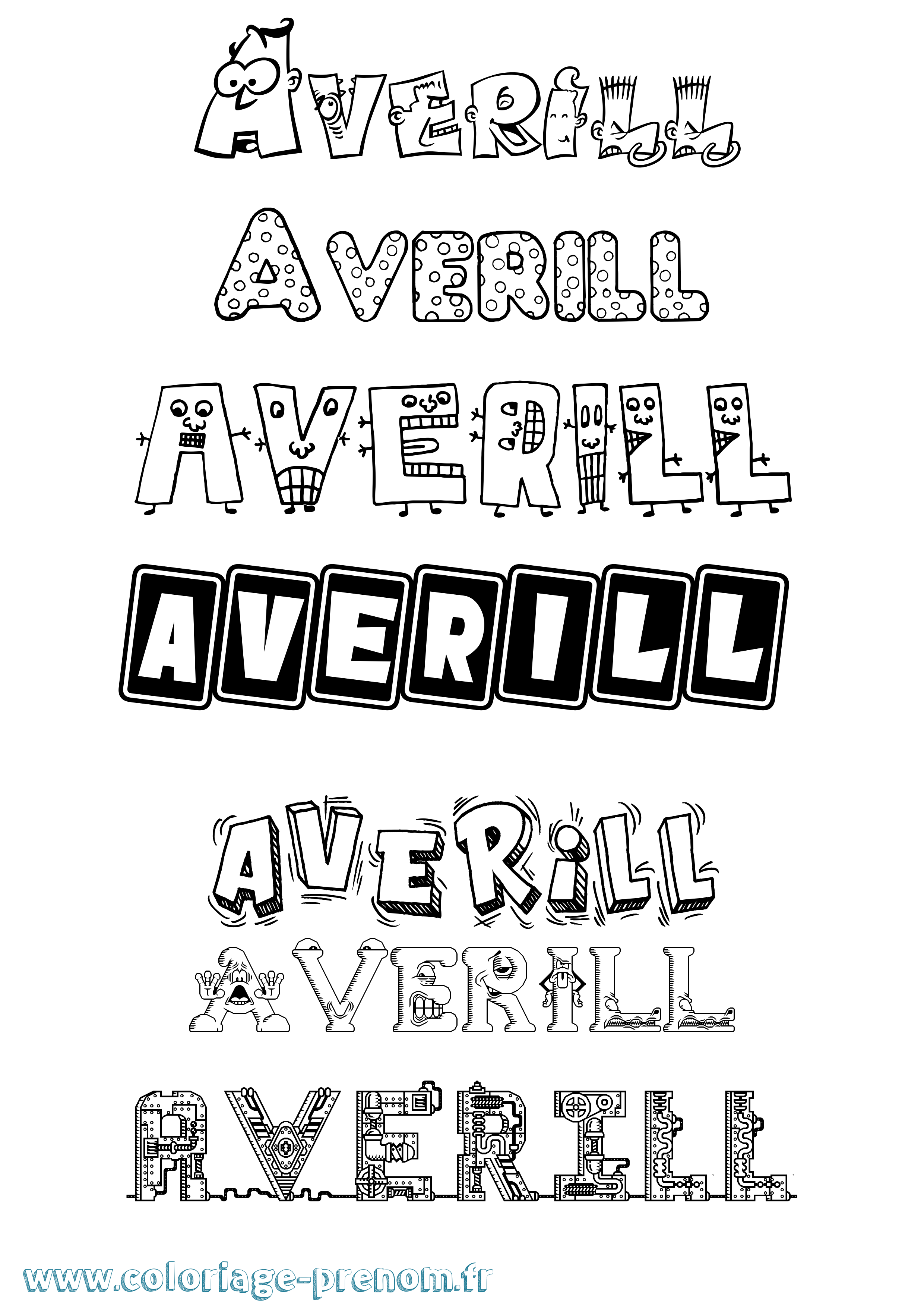 Coloriage prénom Averill Fun