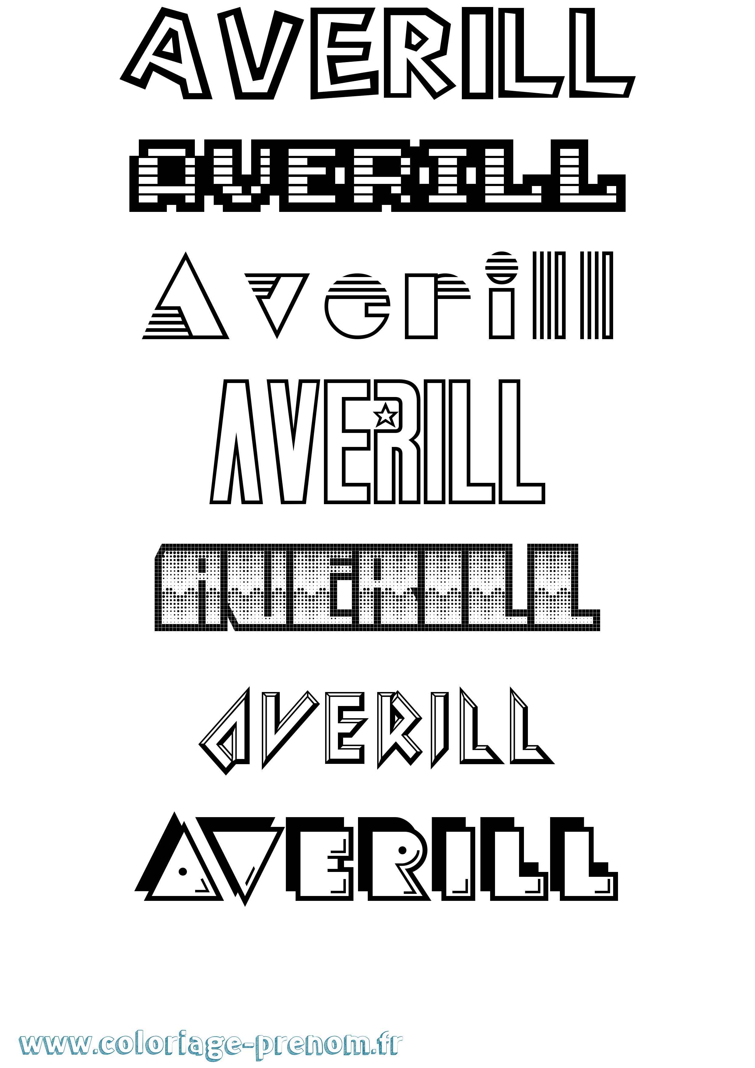 Coloriage prénom Averill Jeux Vidéos