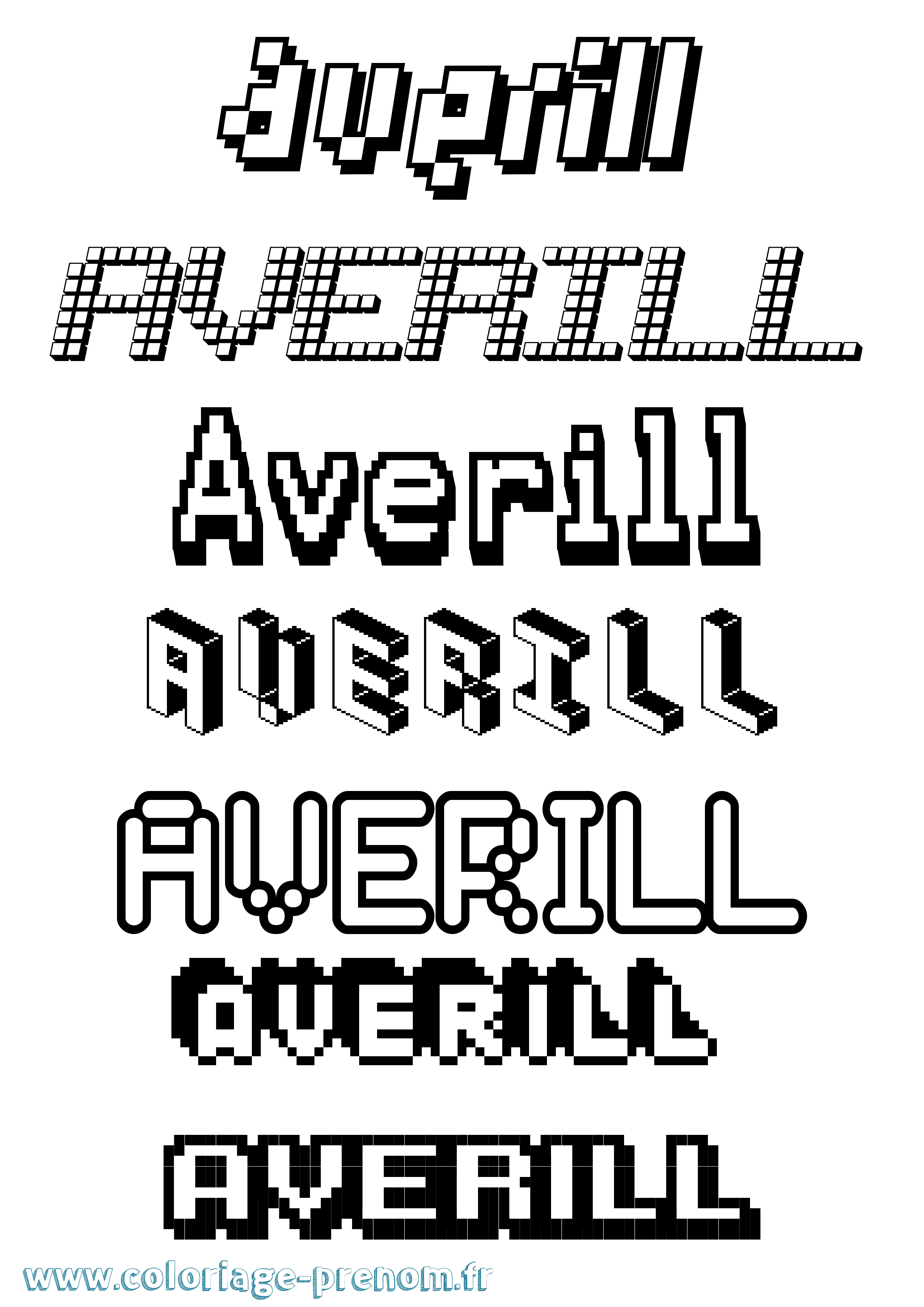 Coloriage prénom Averill Pixel