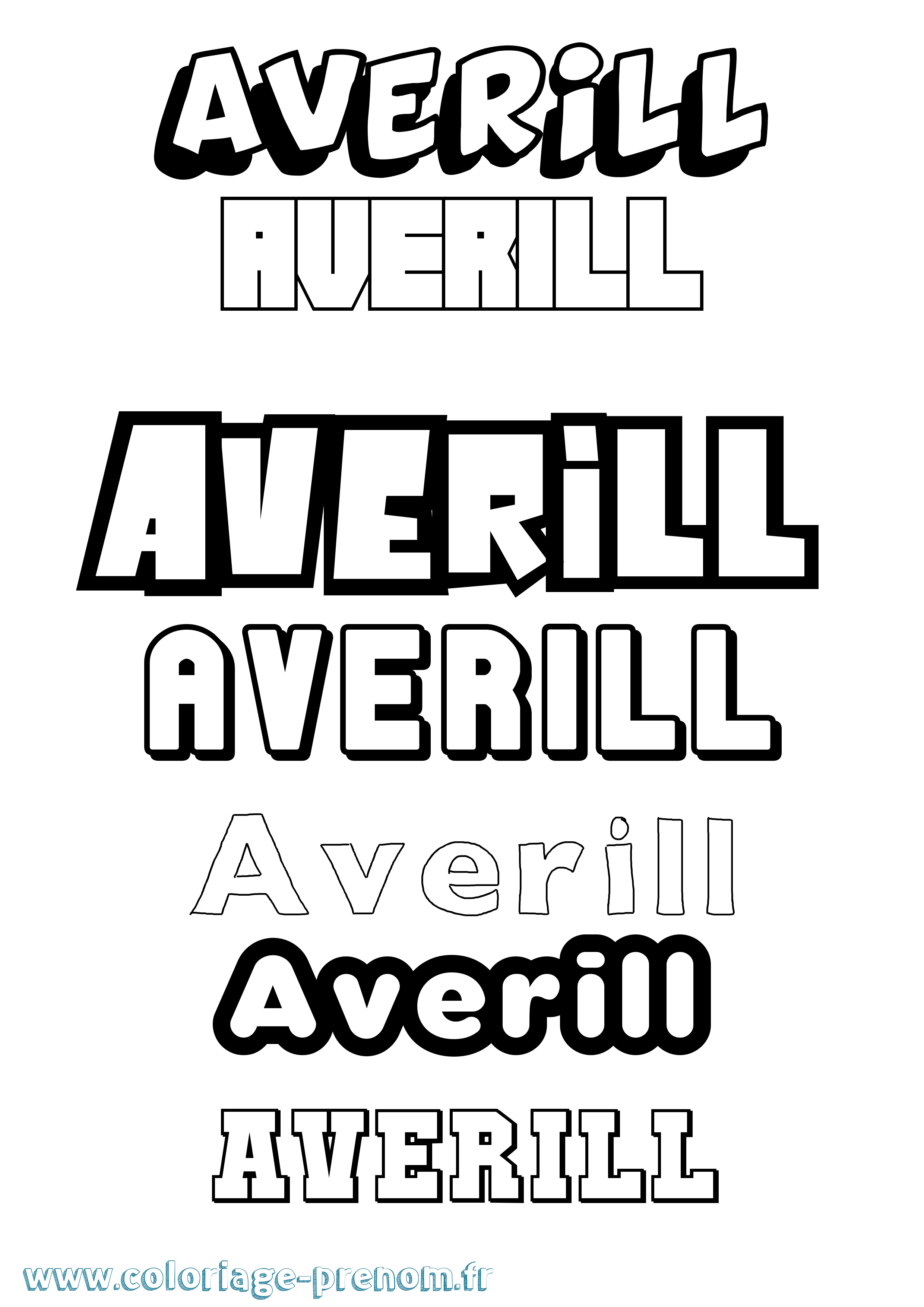 Coloriage prénom Averill Simple