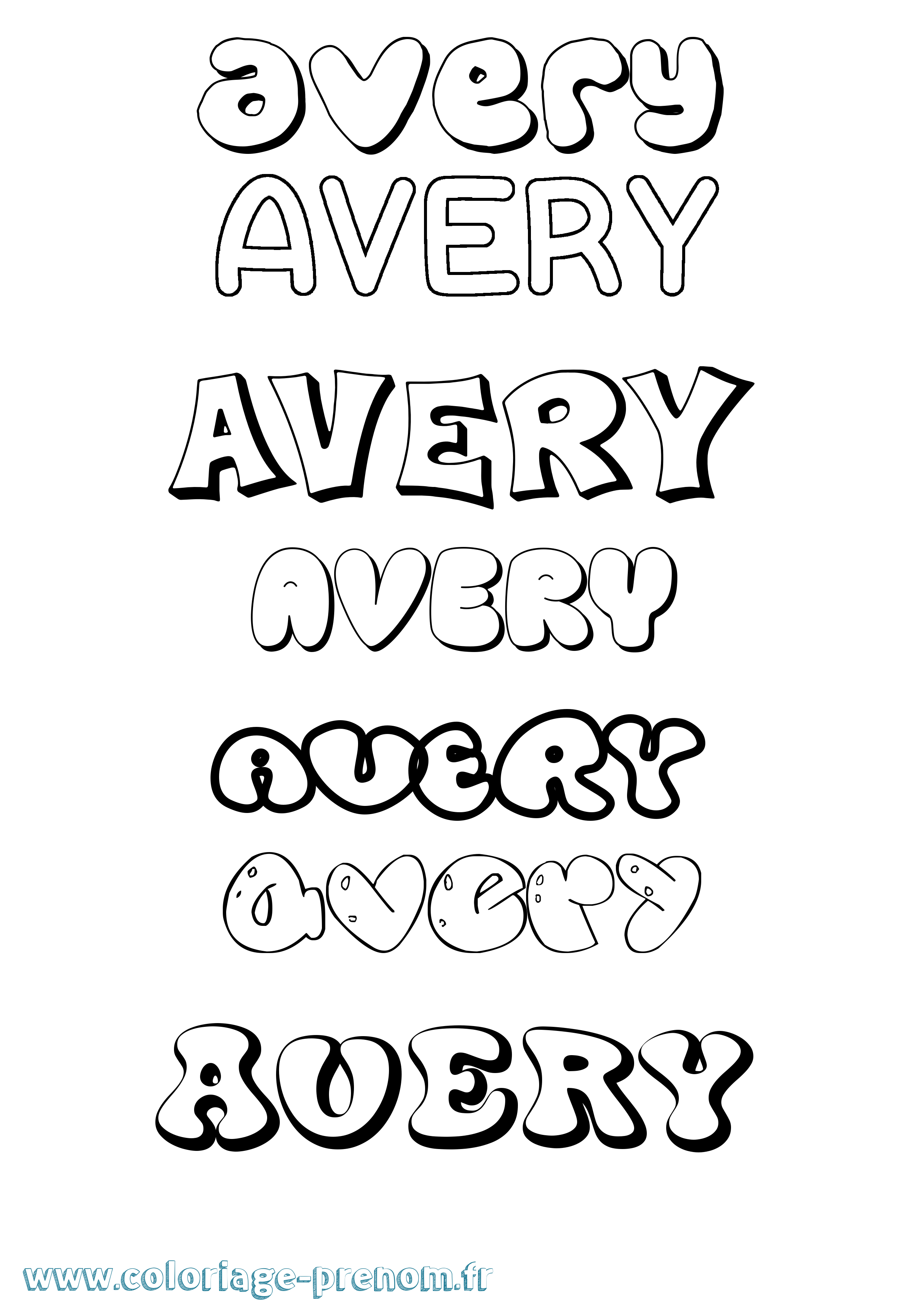 Coloriage prénom Avery Bubble