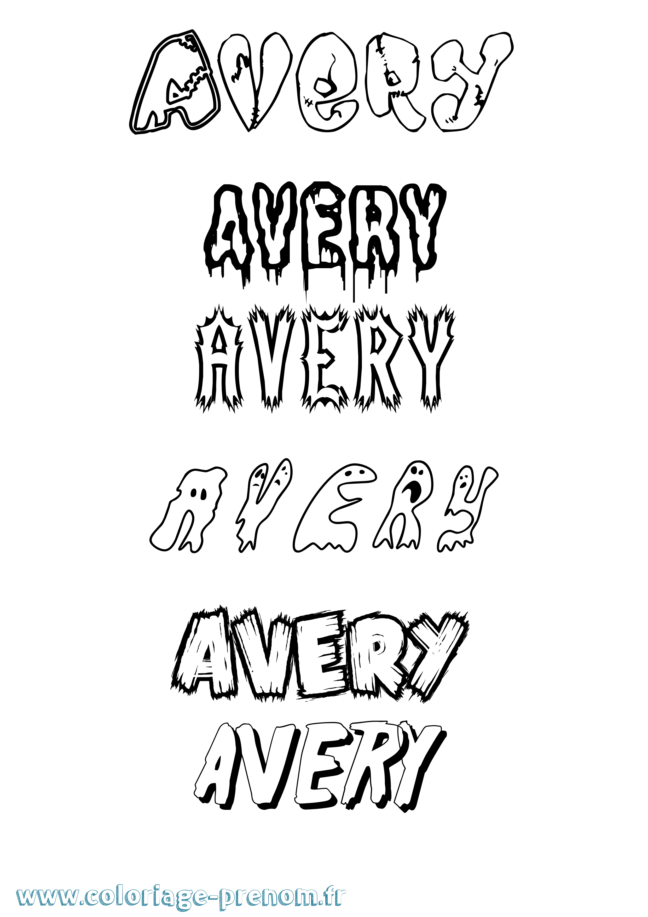 Coloriage prénom Avery Frisson