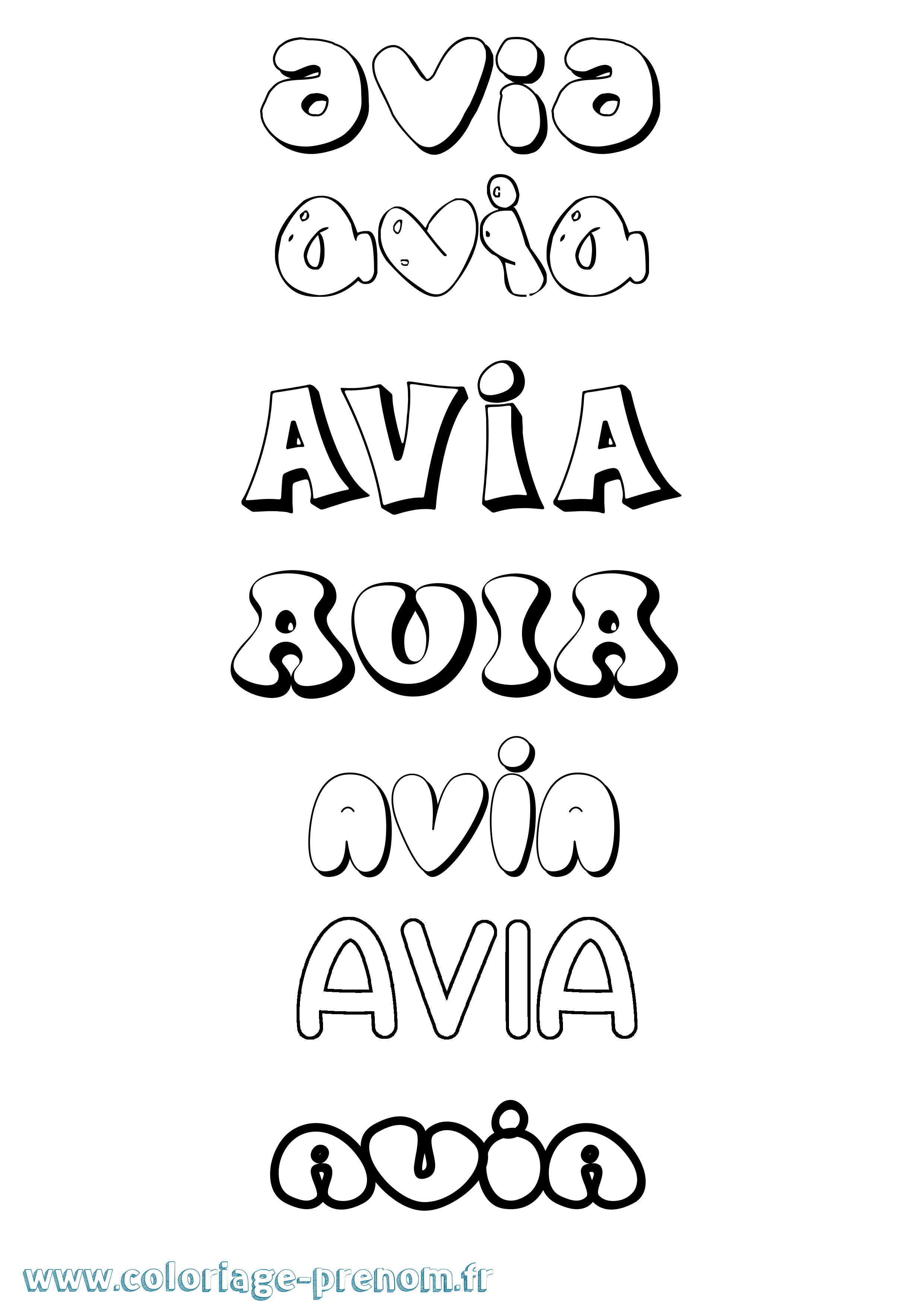 Coloriage prénom Avia Bubble