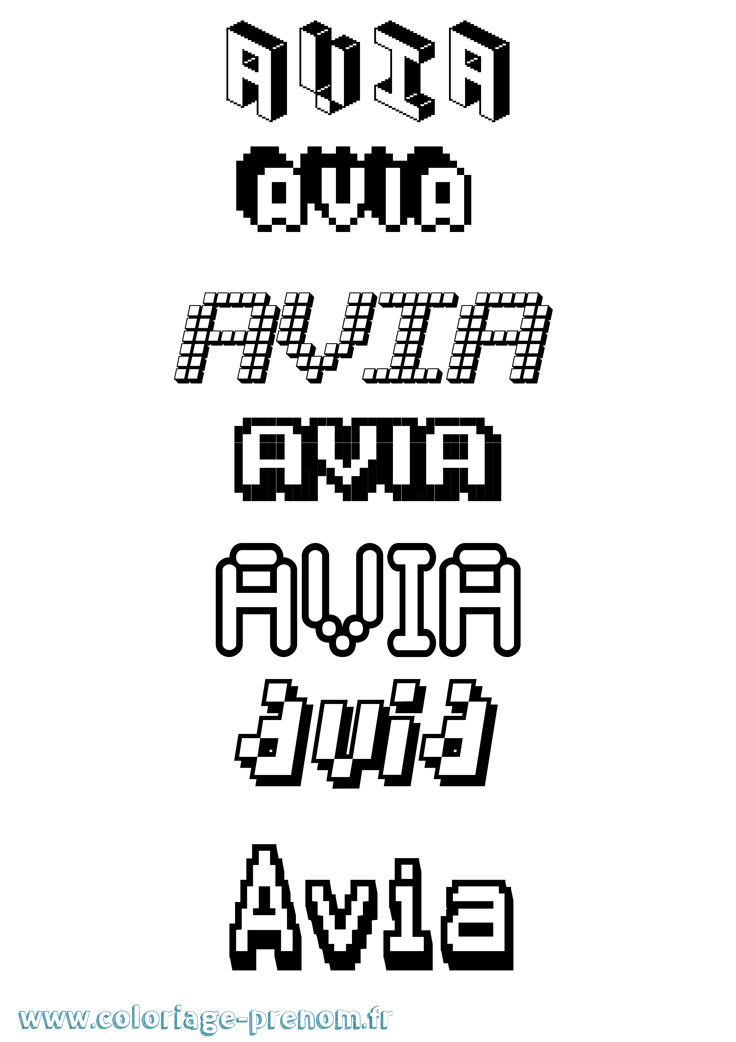 Coloriage prénom Avia Pixel