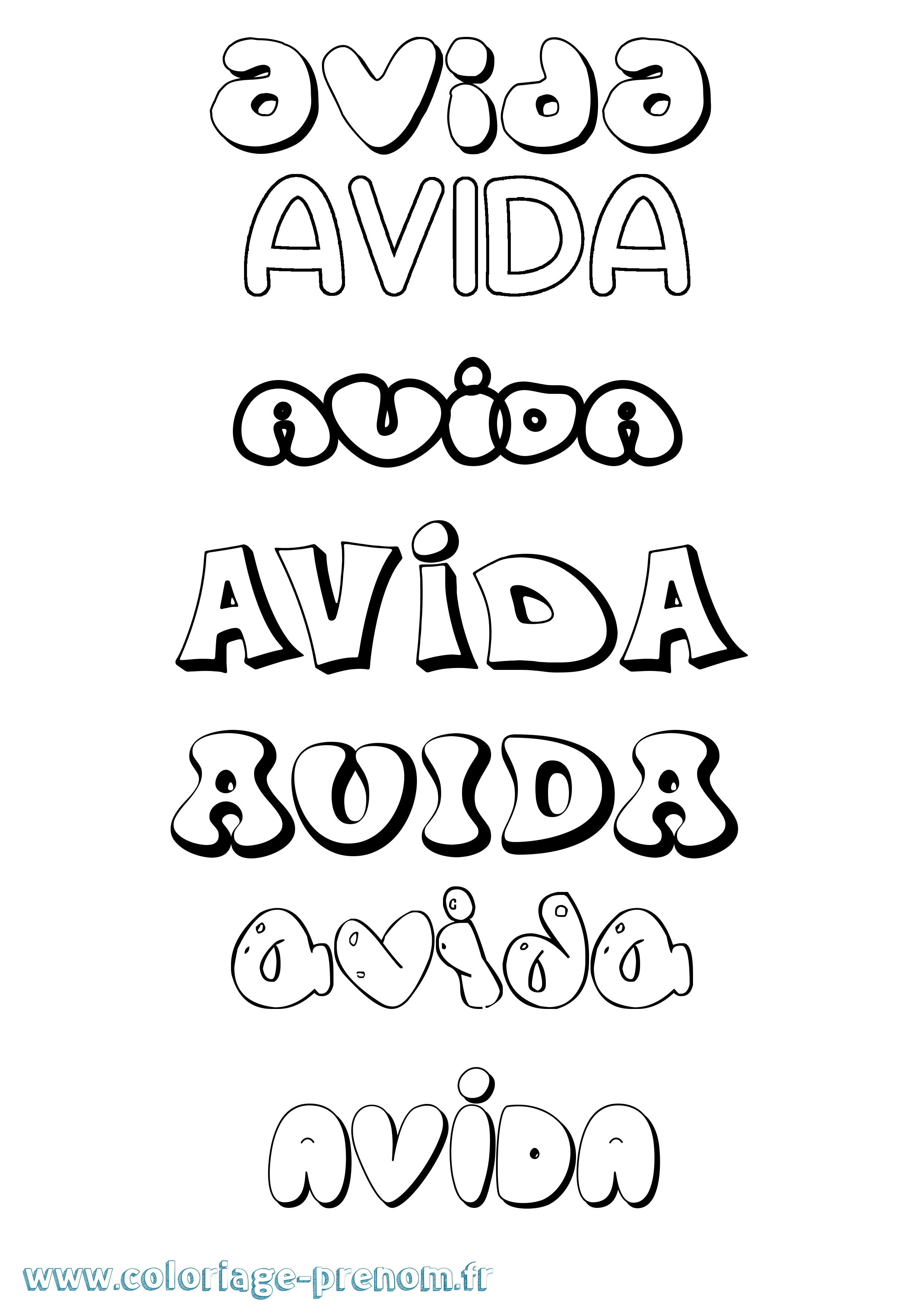 Coloriage prénom Avida Bubble