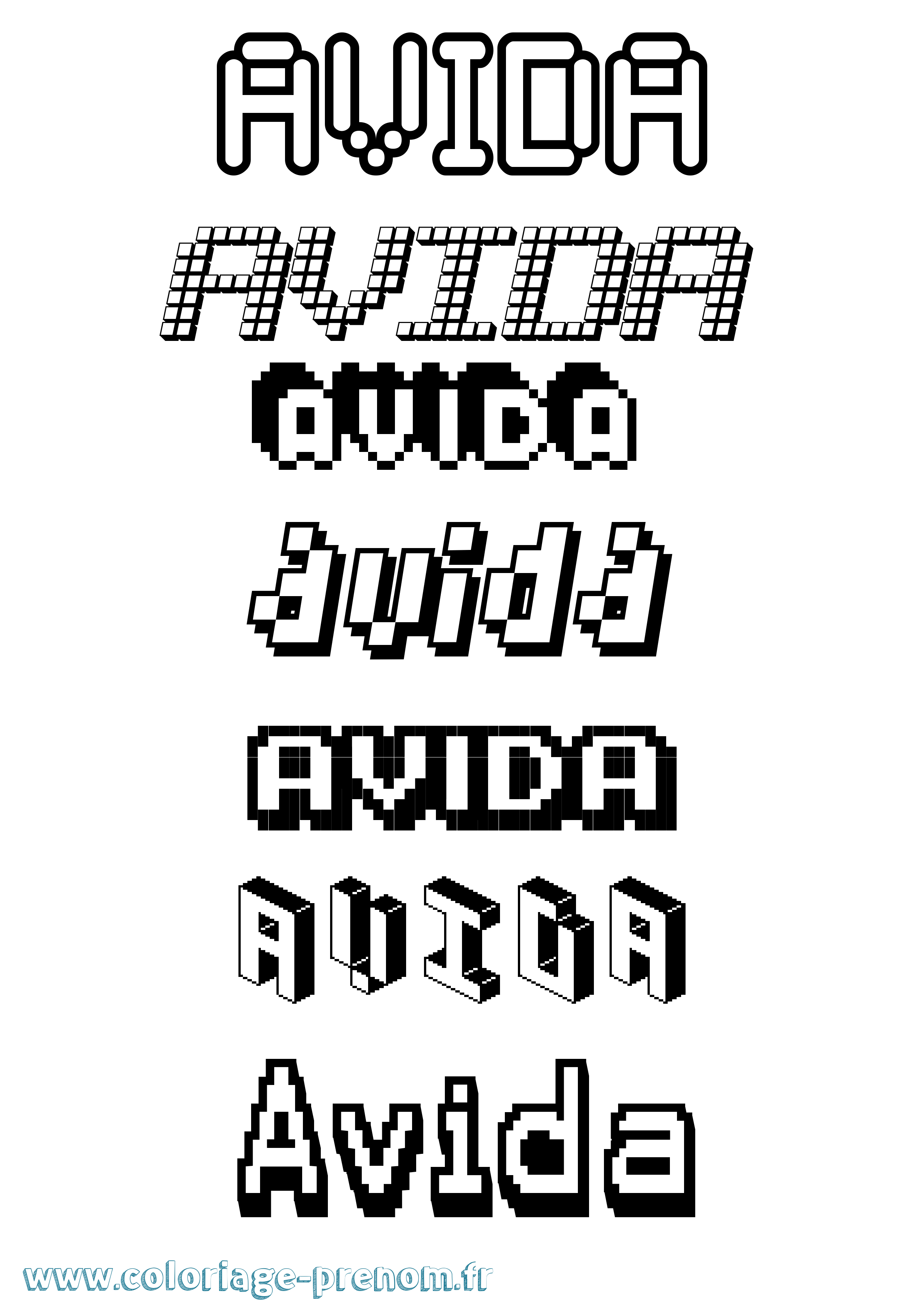 Coloriage prénom Avida Pixel