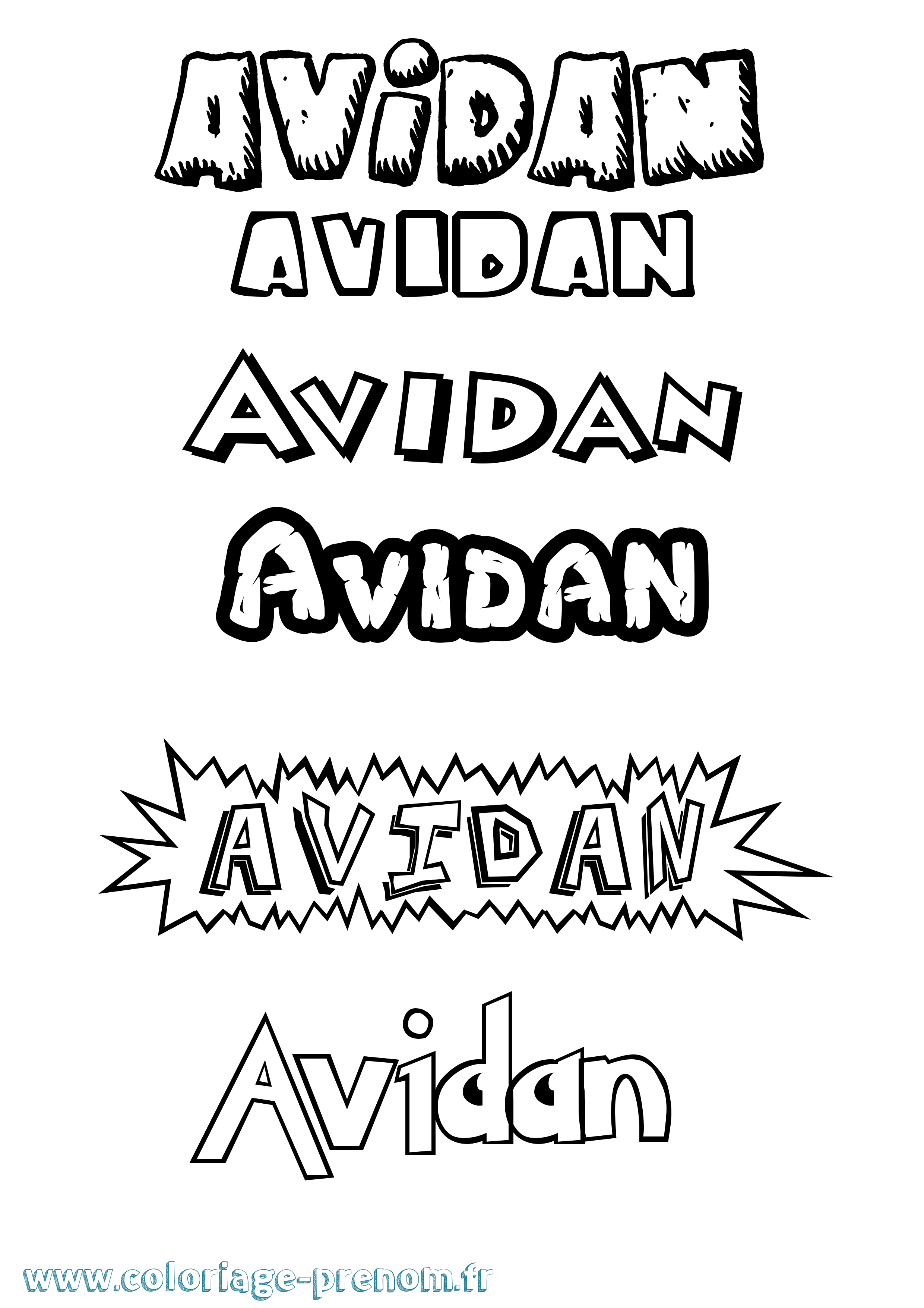 Coloriage prénom Avidan Dessin Animé