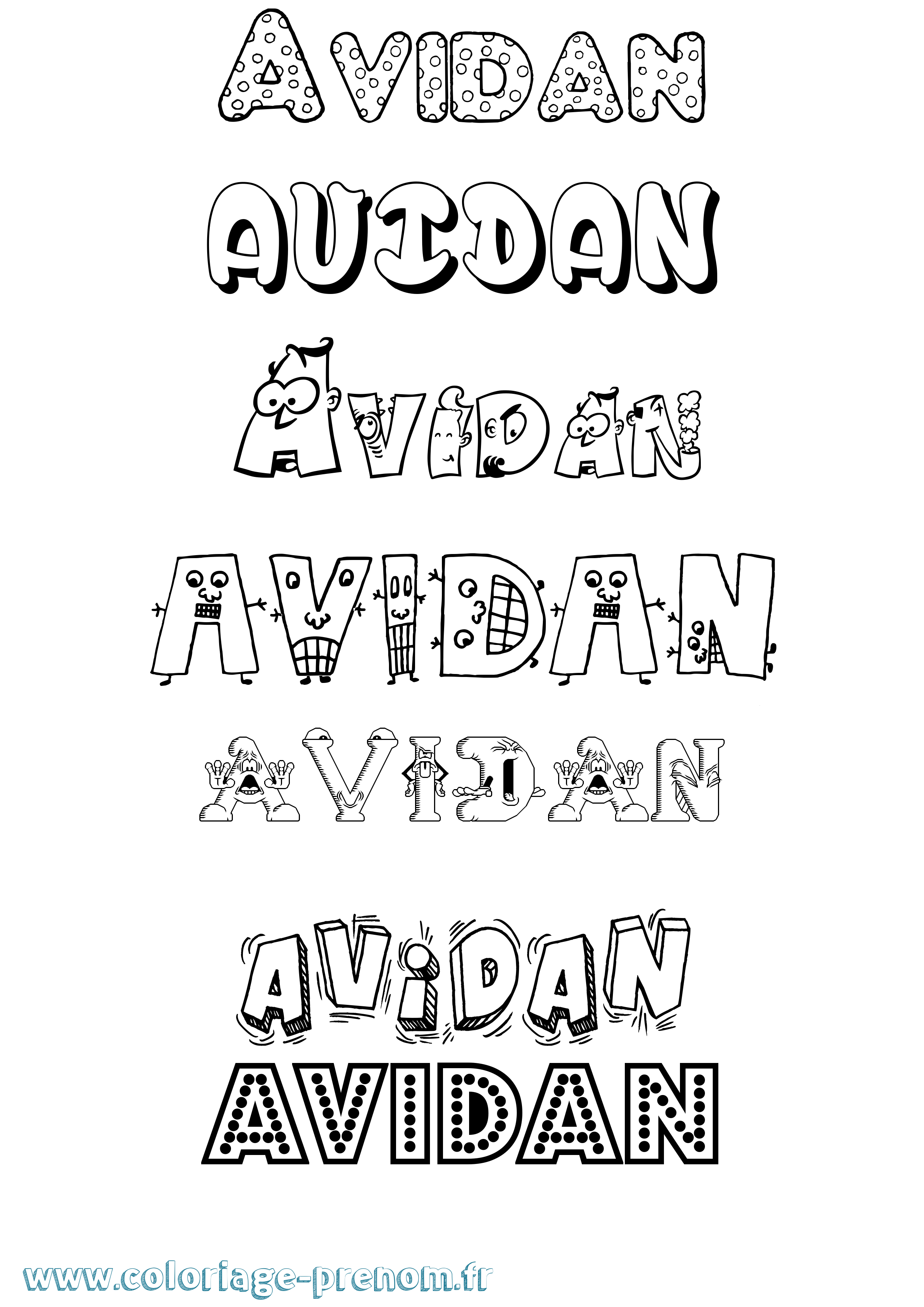 Coloriage prénom Avidan Fun