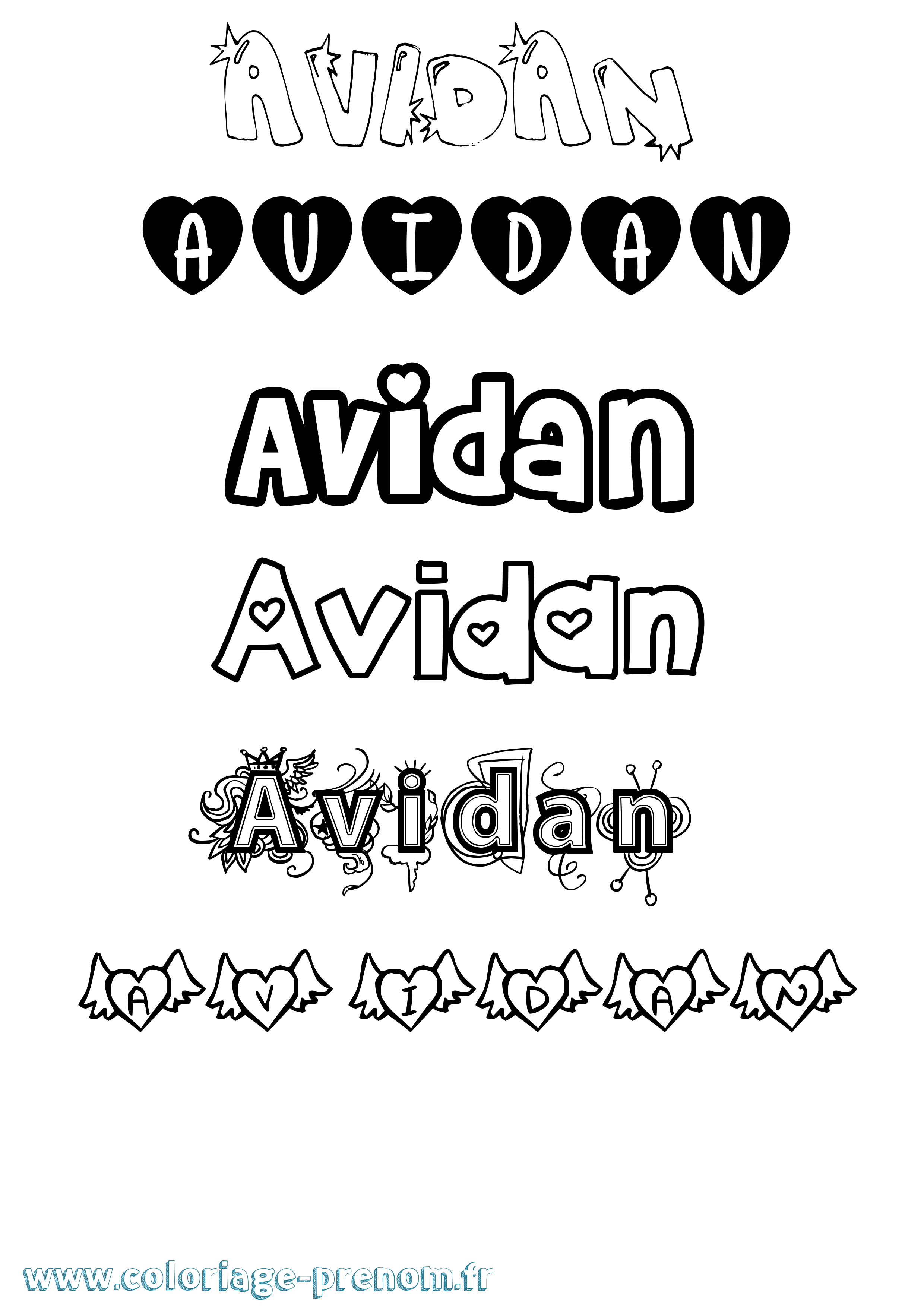 Coloriage prénom Avidan Girly
