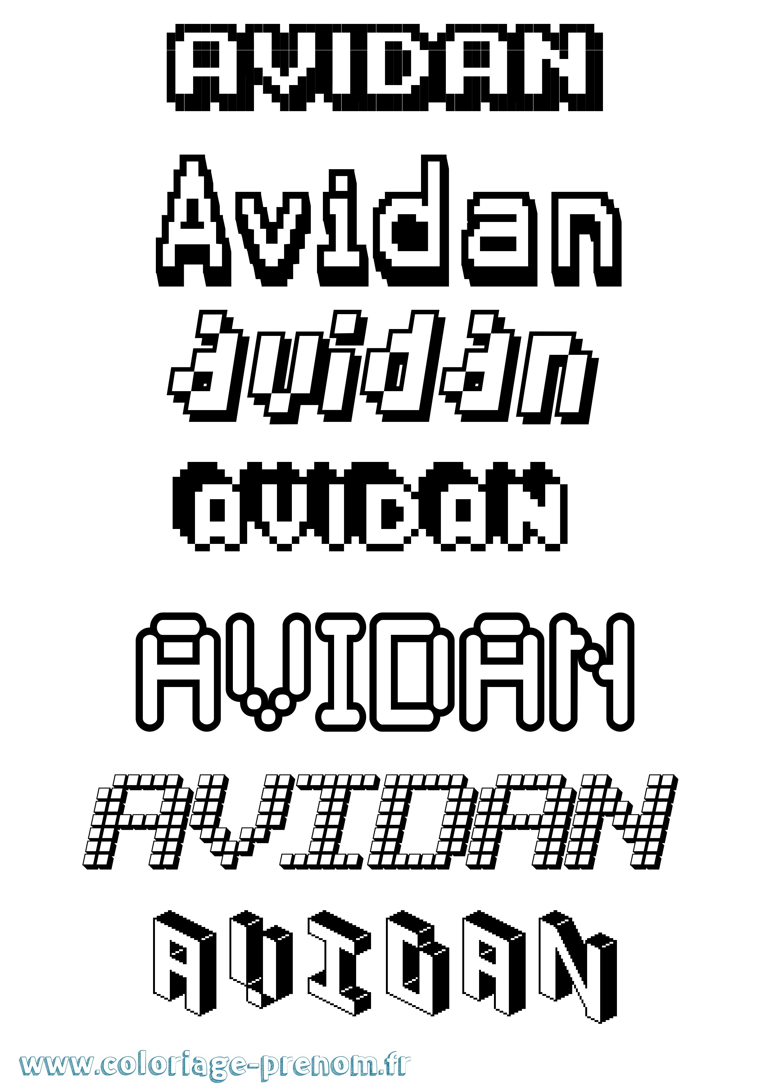 Coloriage prénom Avidan Pixel