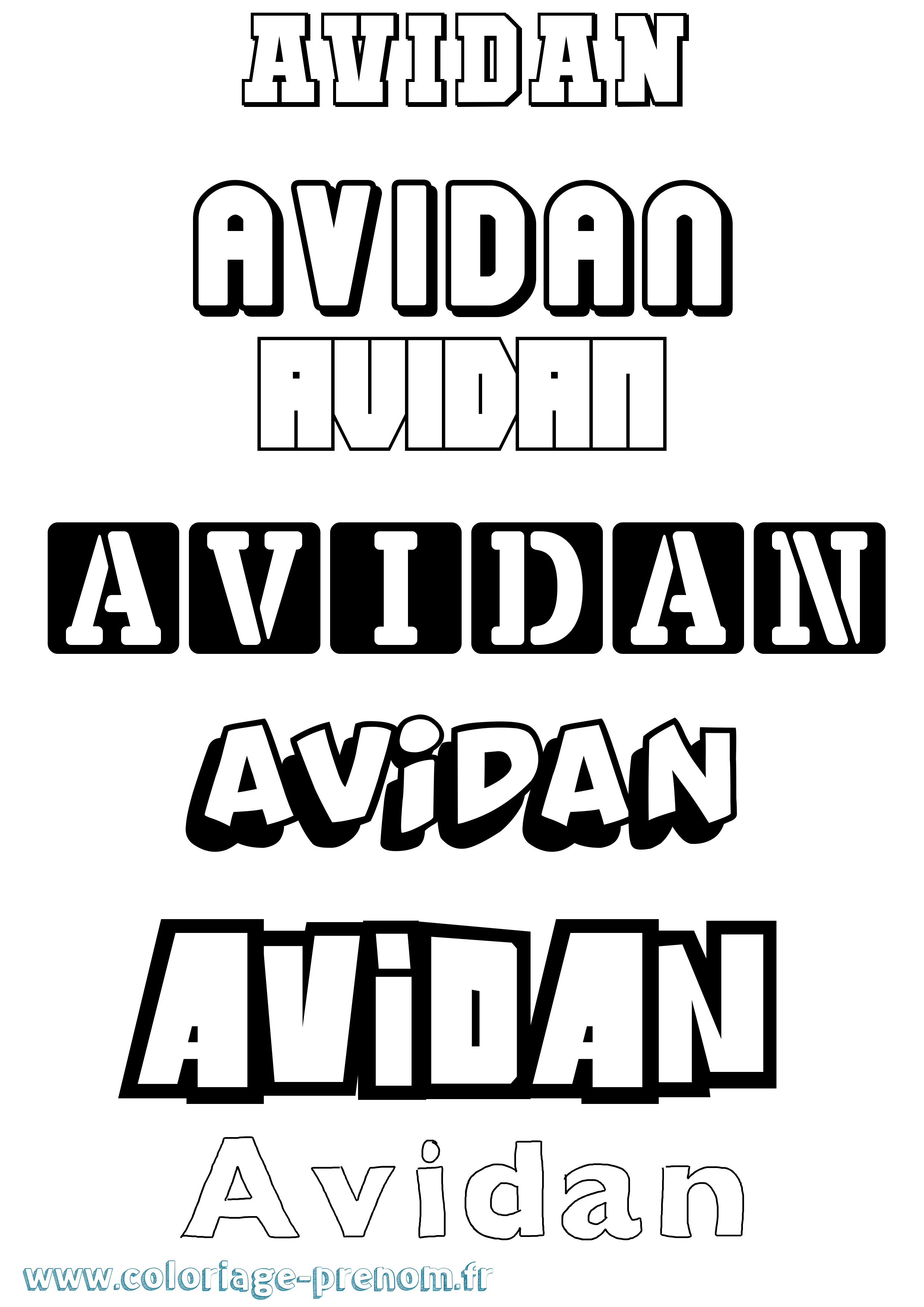 Coloriage prénom Avidan Simple