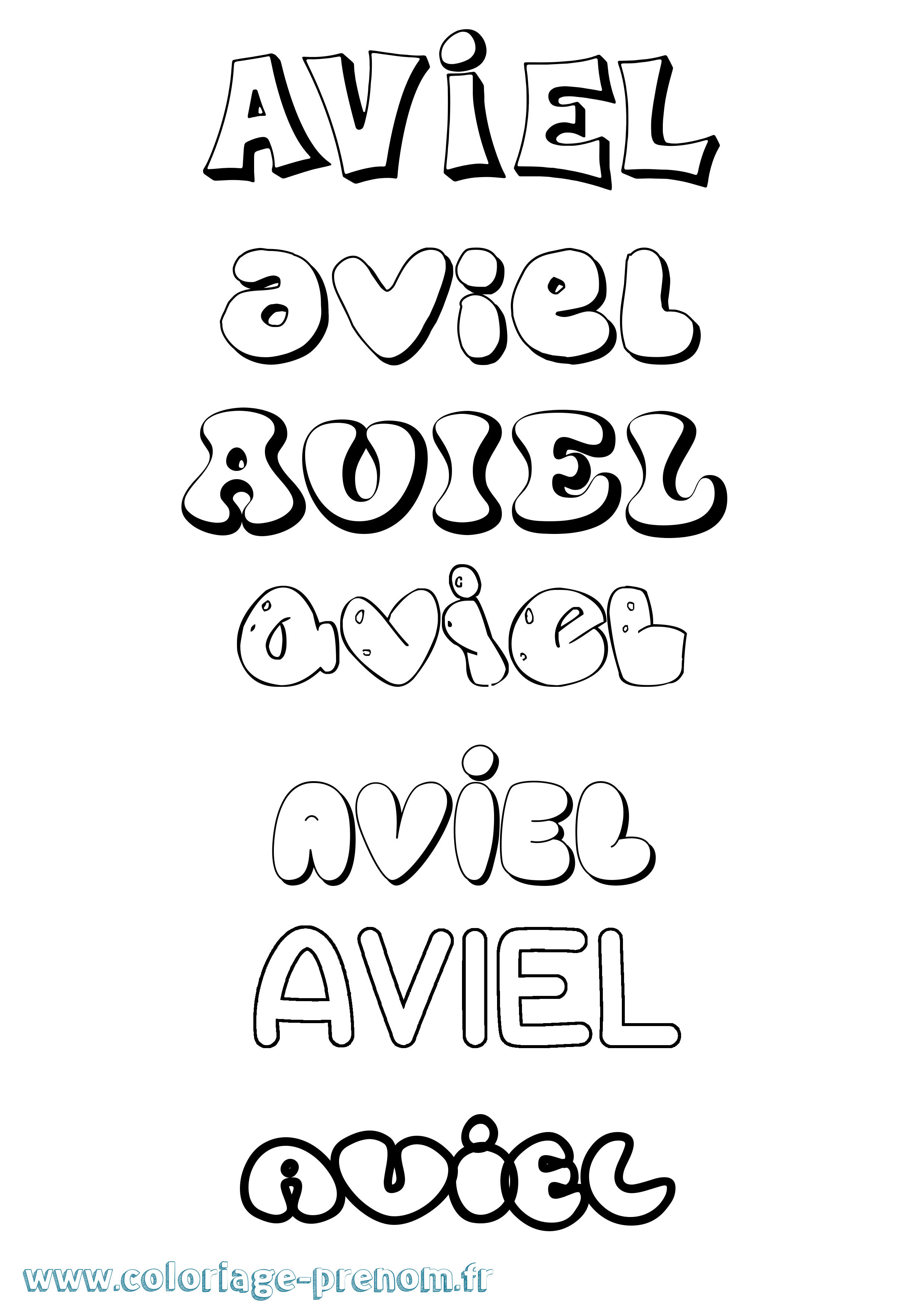 Coloriage prénom Aviel Bubble