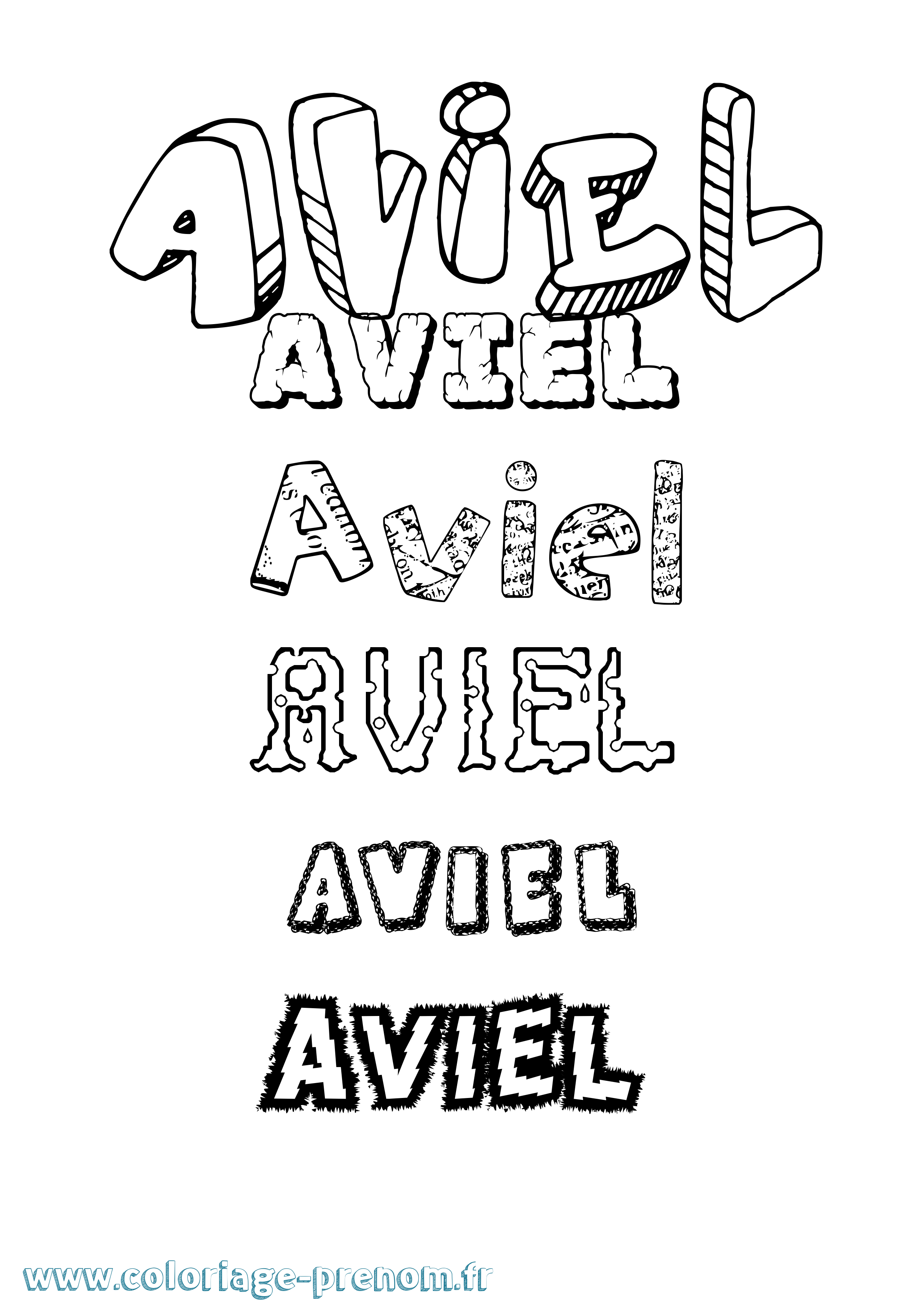 Coloriage Aviel Coloriage prénom Aviel