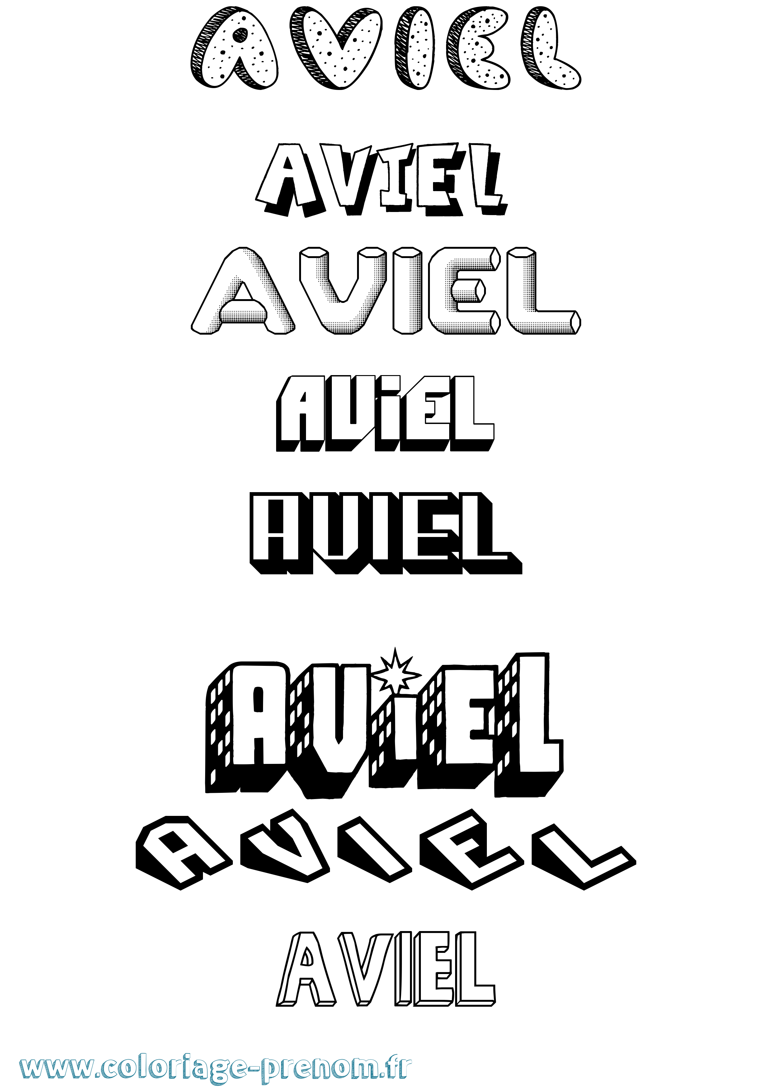 Coloriage prénom Aviel Effet 3D