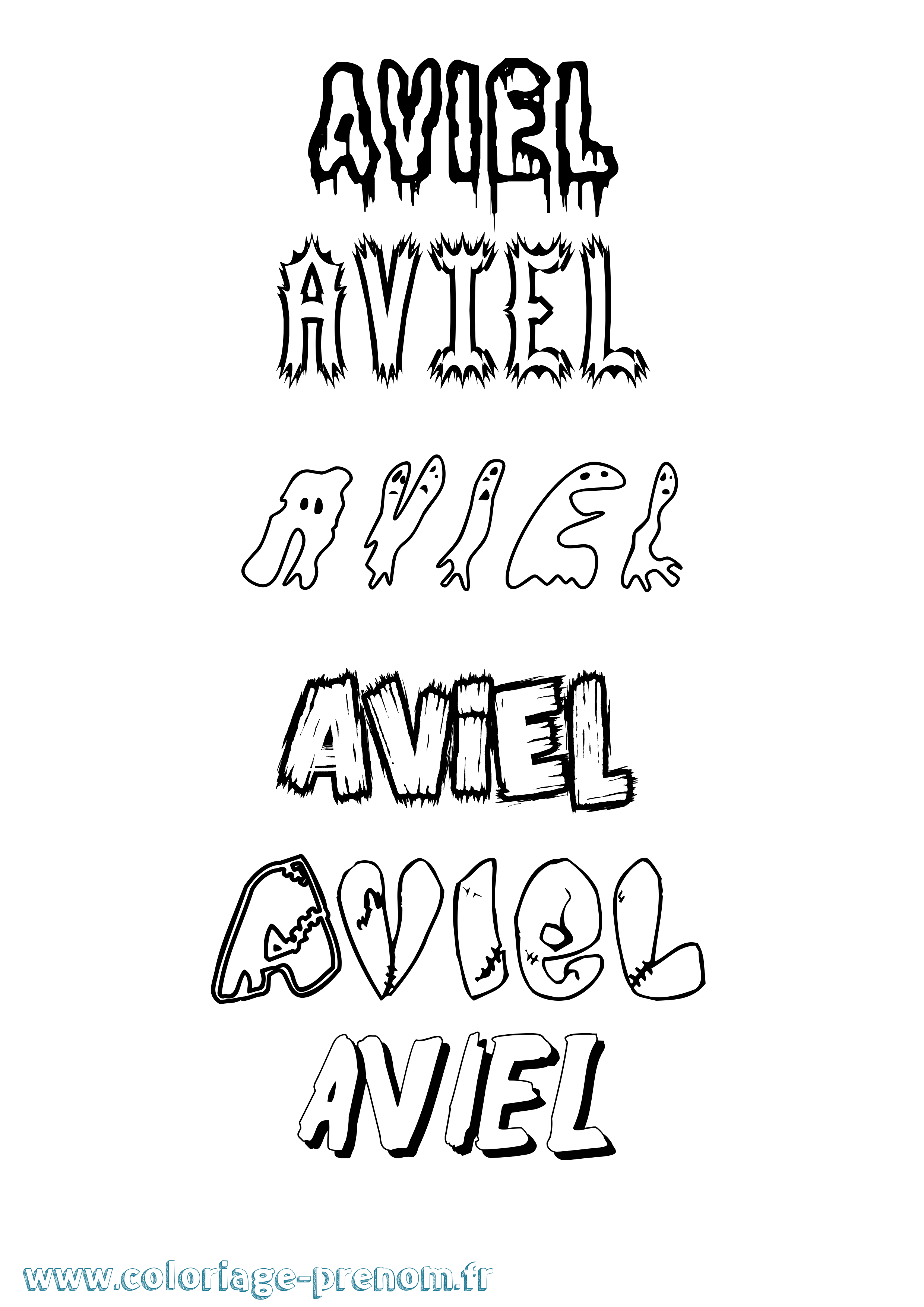 Coloriage prénom Aviel Frisson