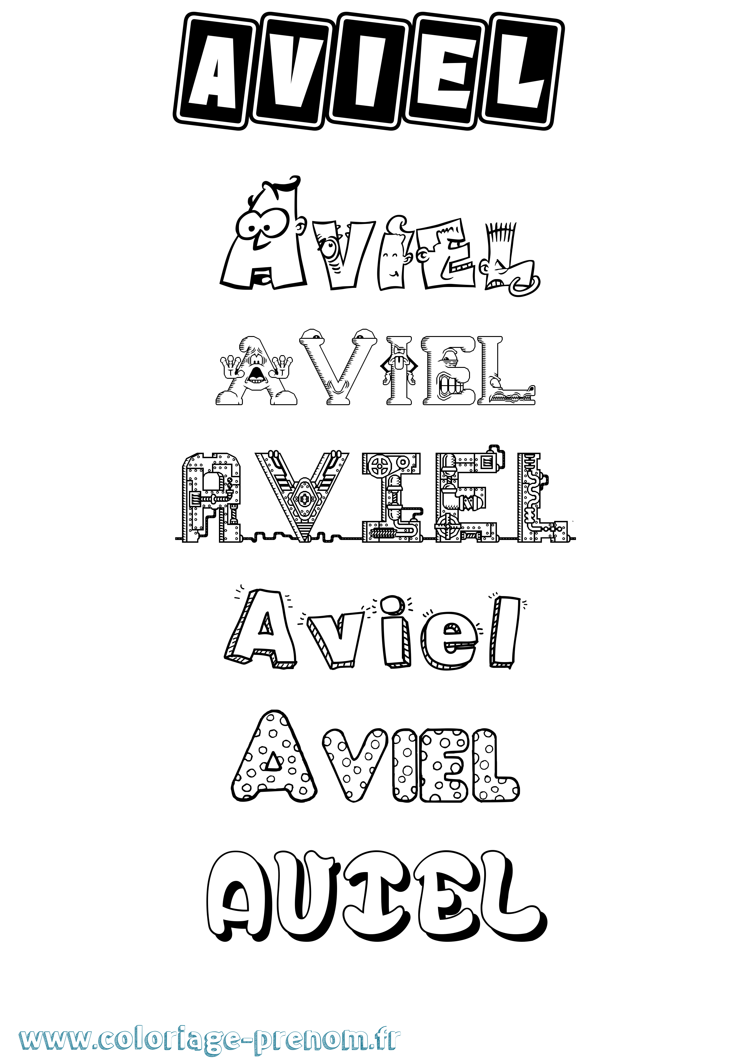 Coloriage Aviel Coloriage prénom Aviel