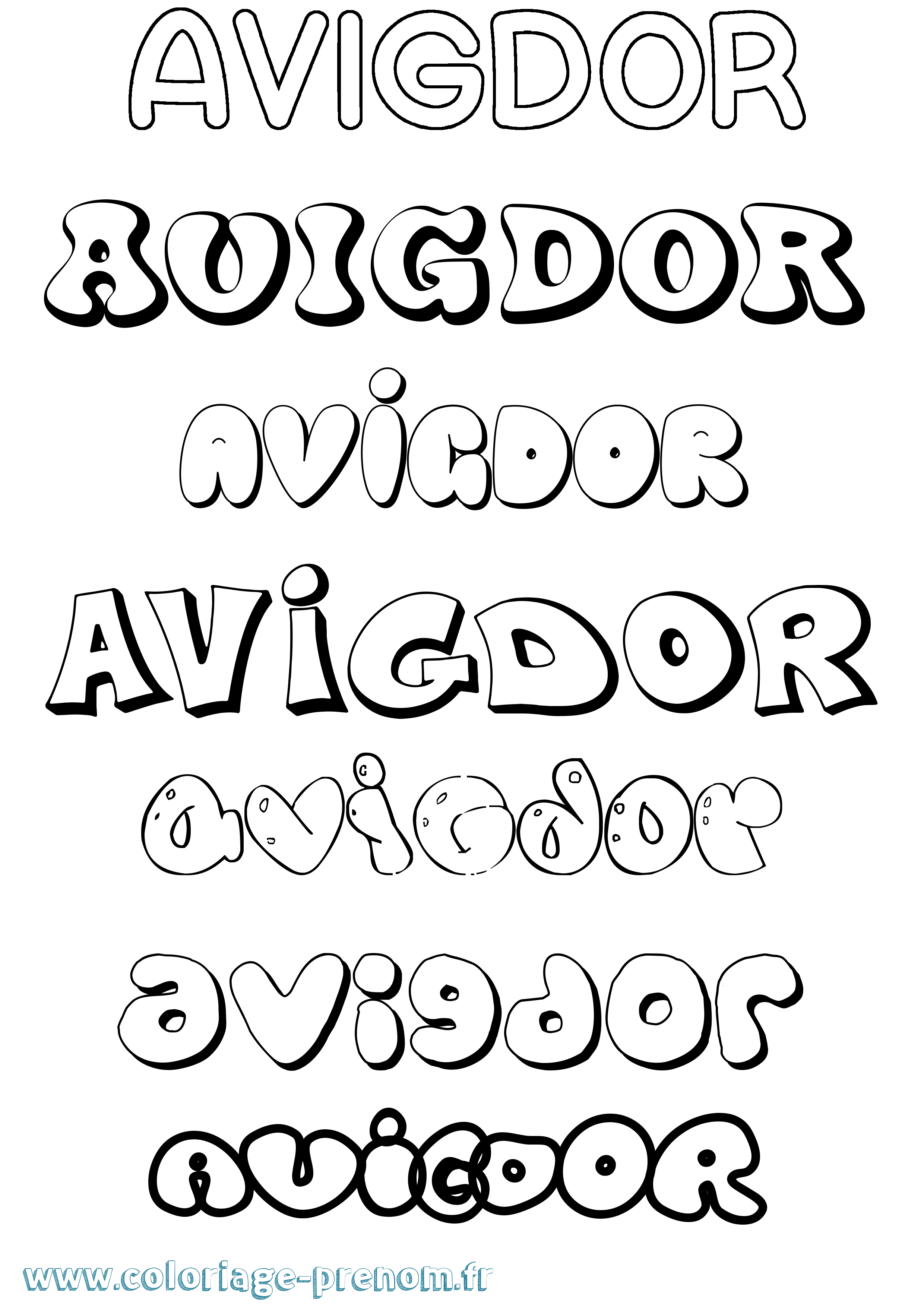 Coloriage Avigdor Bubble Coloriage prénom Avigdor Bubble