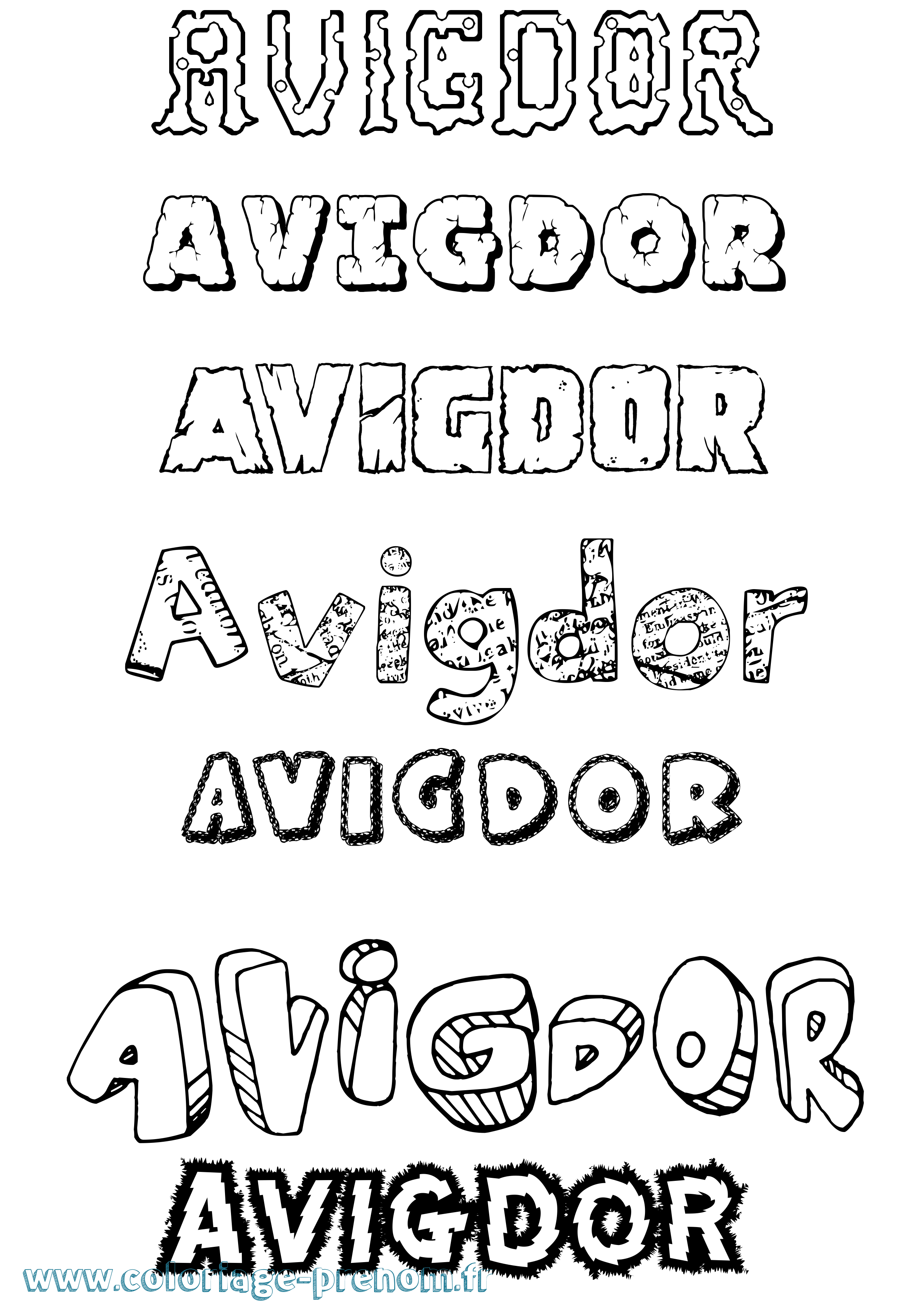 Coloriage Avigdor Destructuré Coloriage prénom Avigdor Destructuré