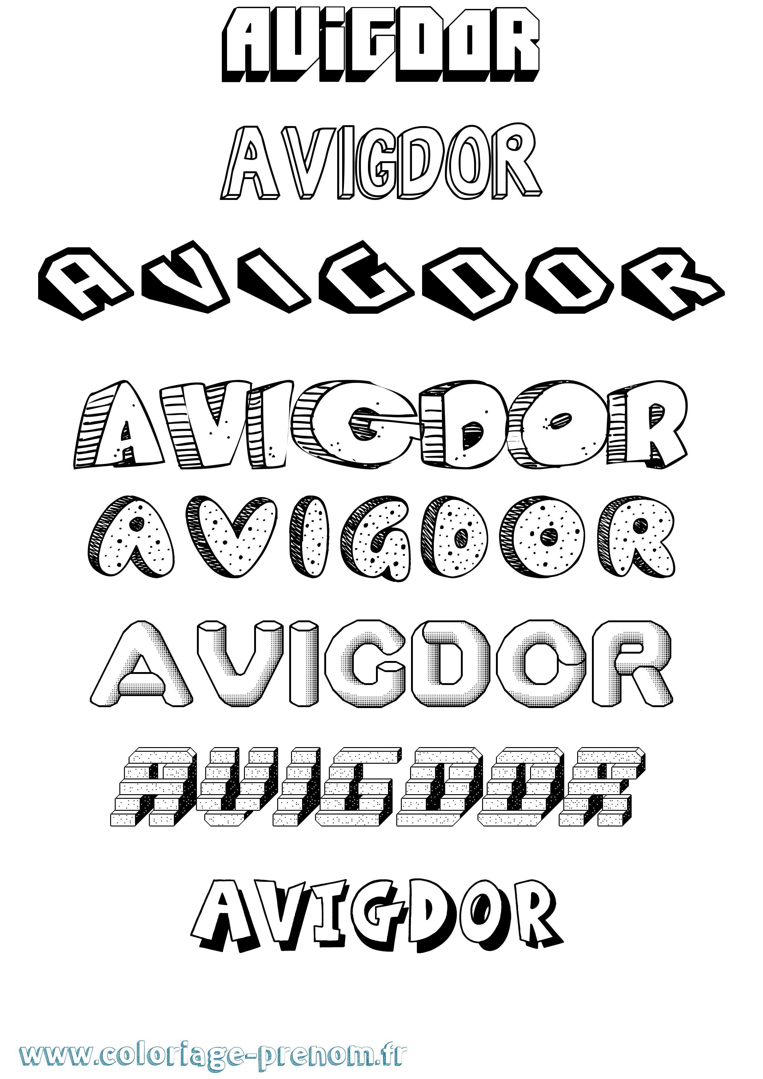Coloriage Avigdor Effet 3D Coloriage prénom Avigdor Effet 3D