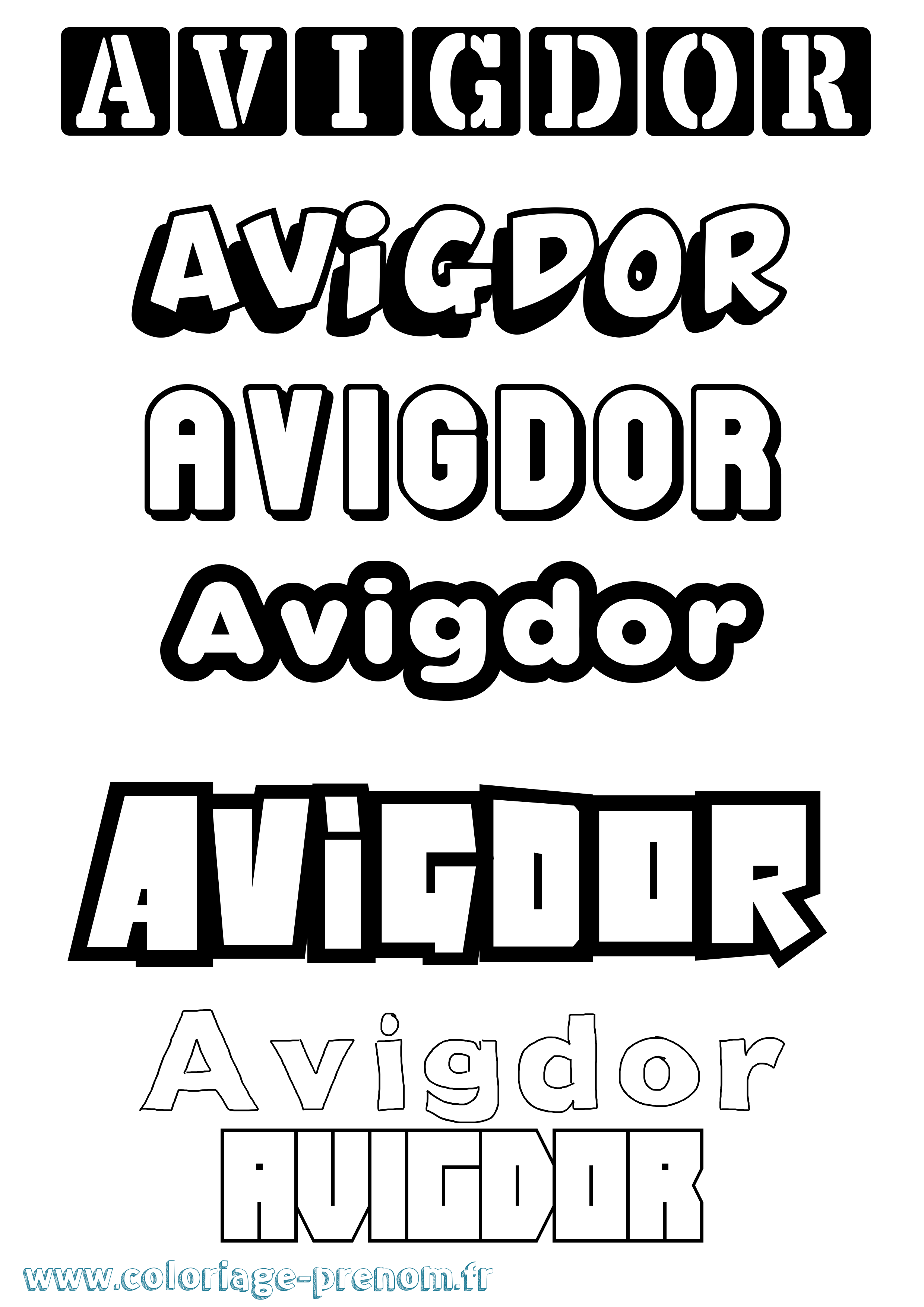 Coloriage Avigdor Simple Coloriage prénom Avigdor Simple