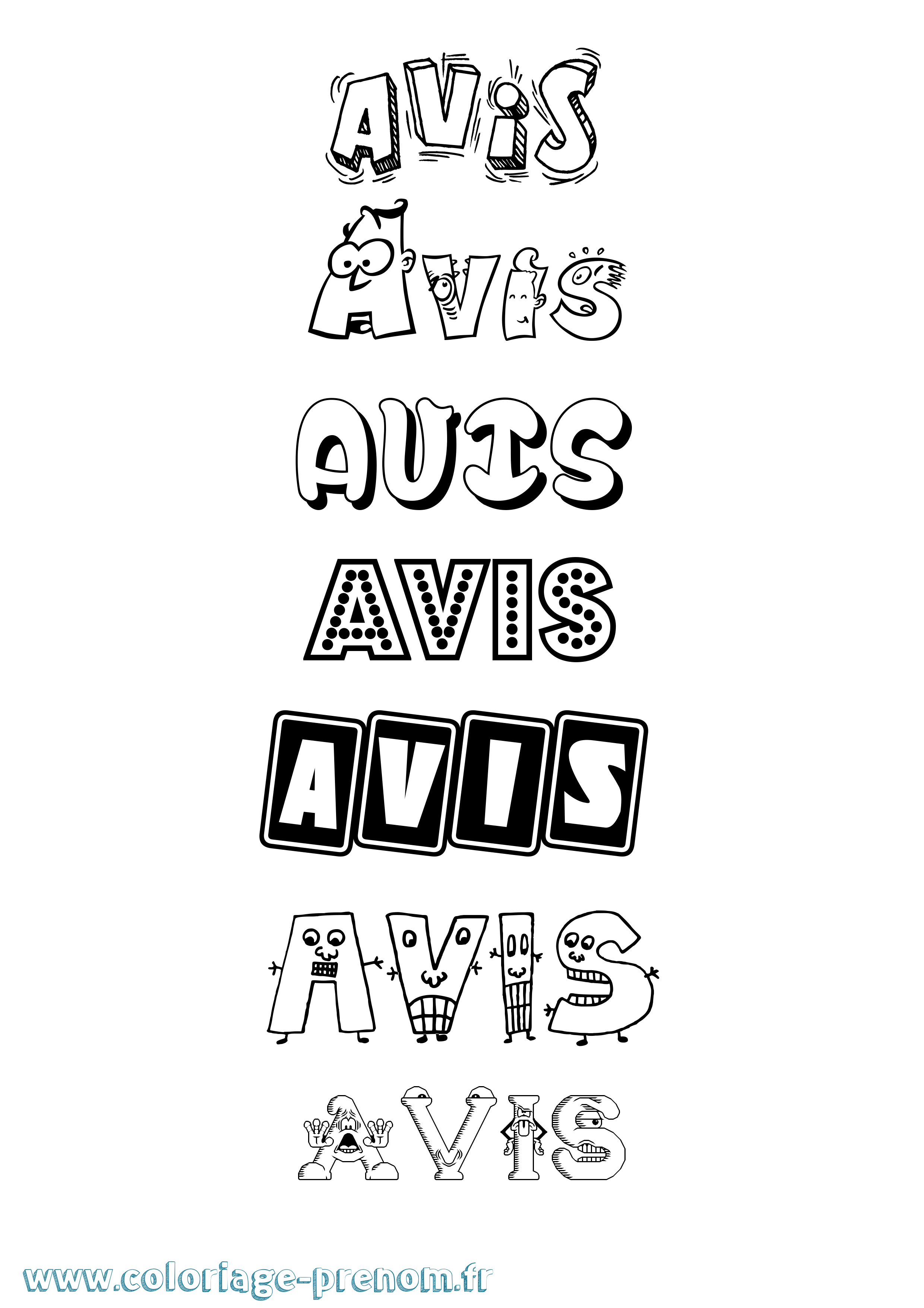 Coloriage prénom Avis Fun