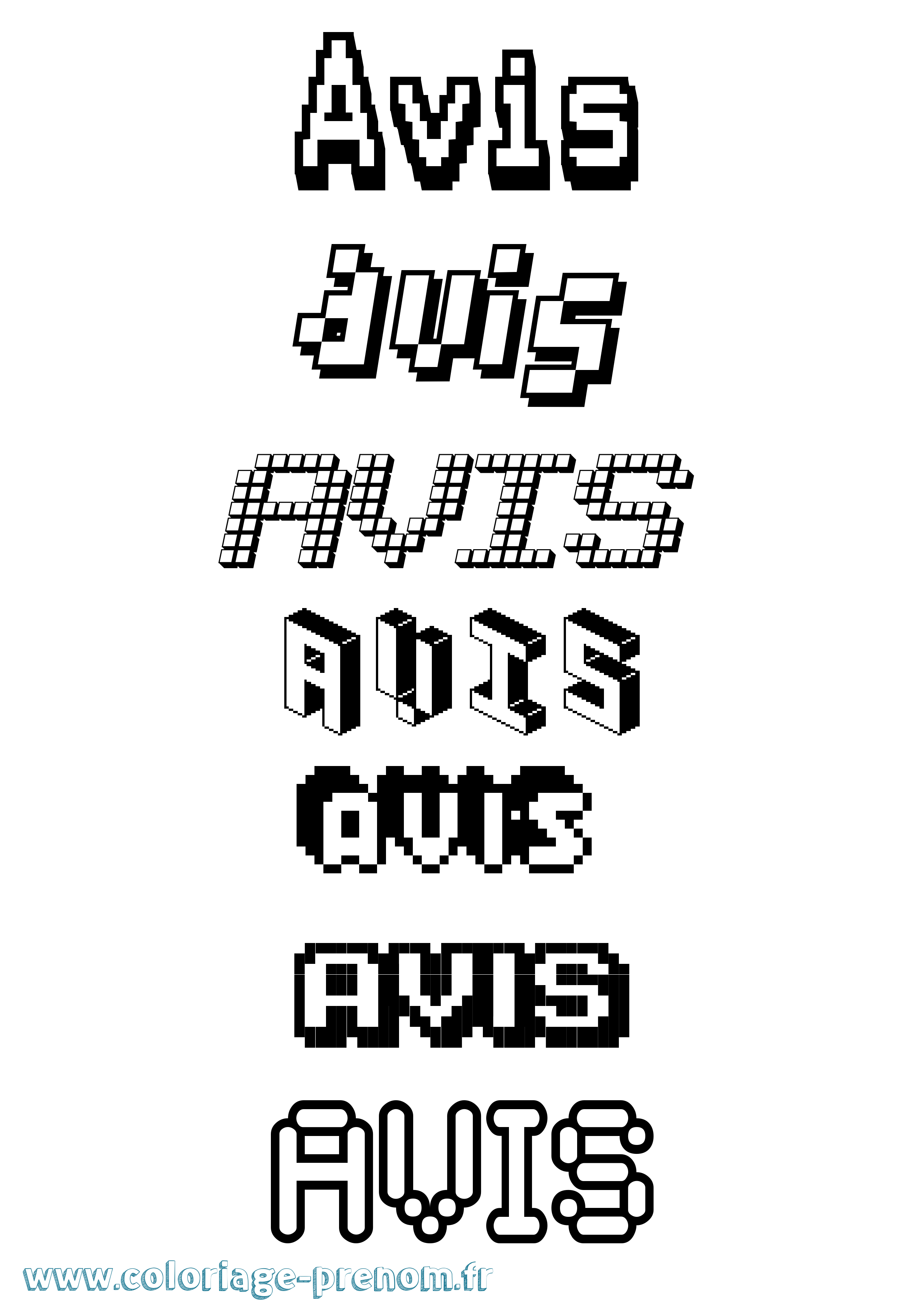 Coloriage prénom Avis Pixel